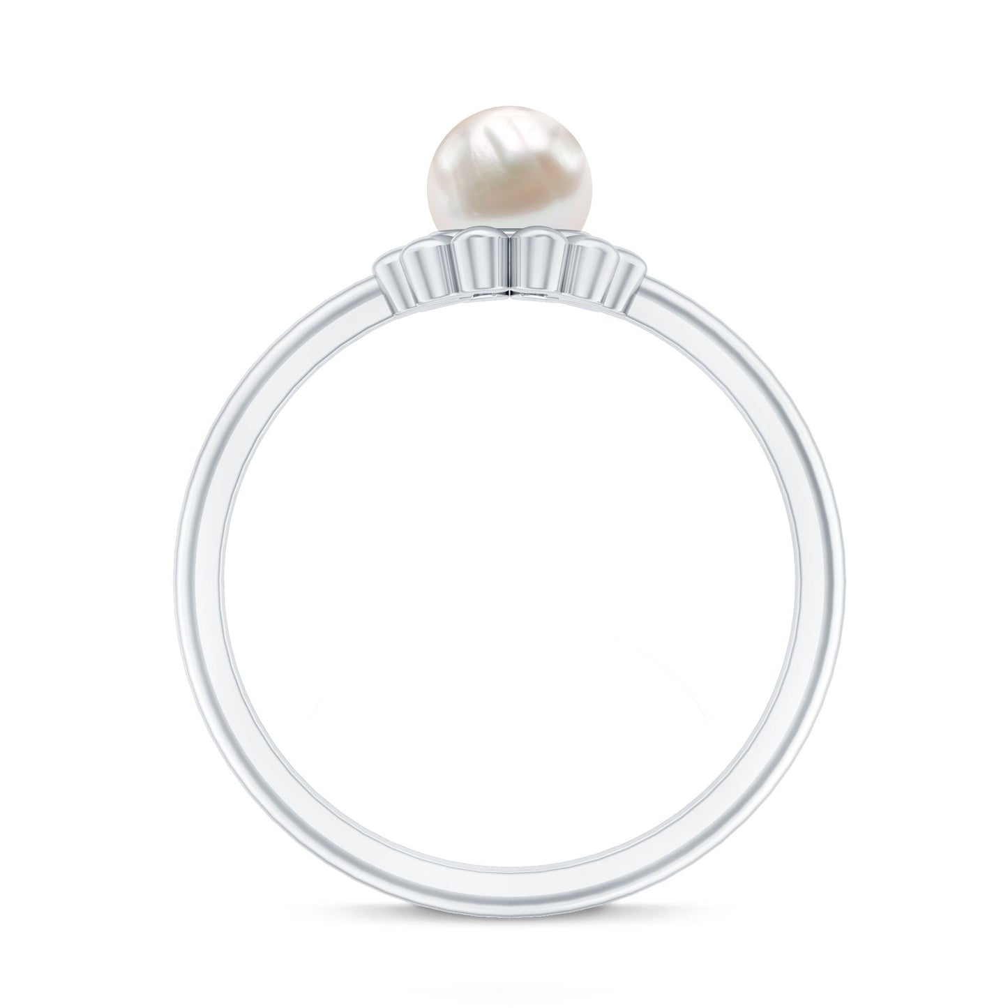 2 Carat Solitaire Freshwater Cultured Pearl Flower Ring