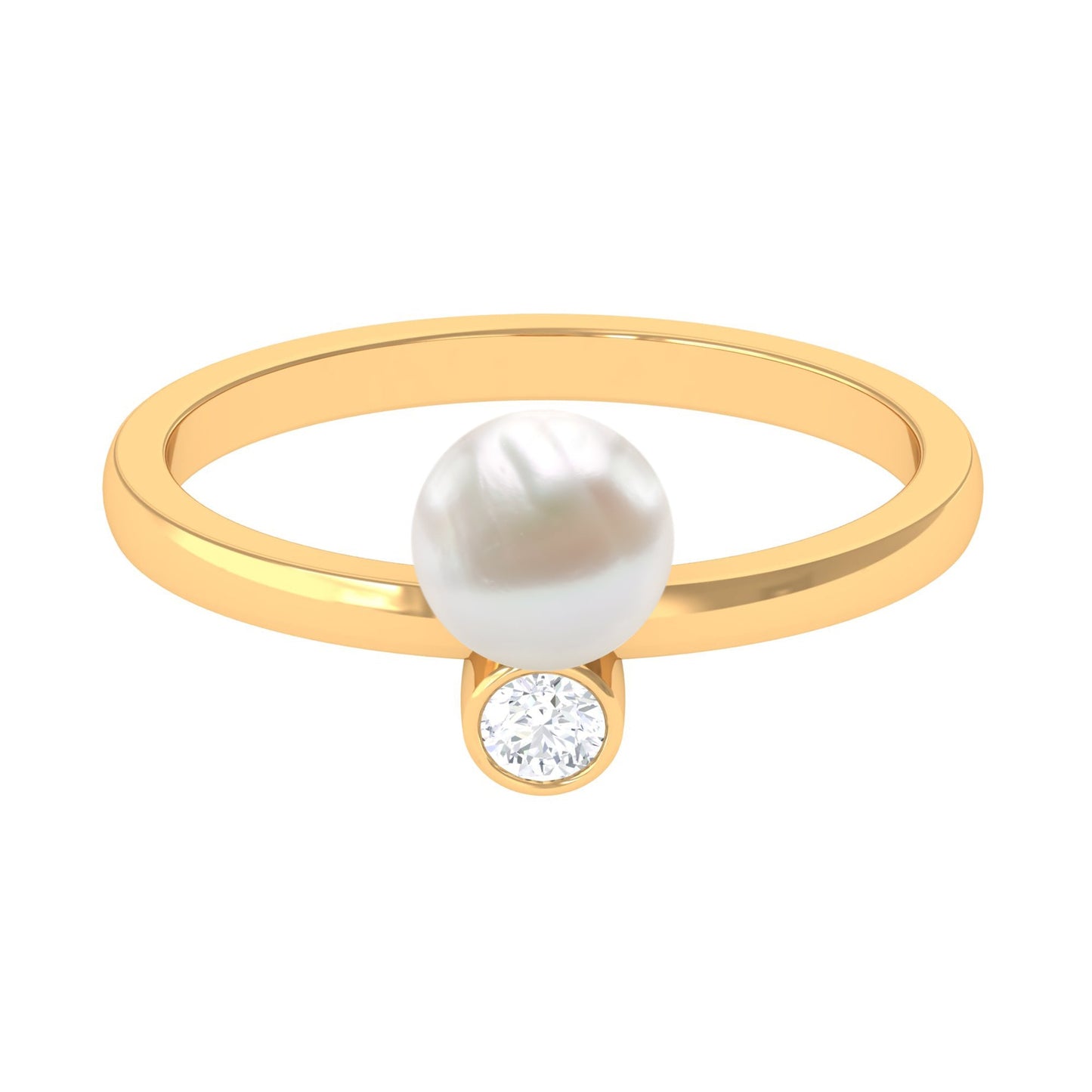 Freshwater Pearl Toi Et Moi Ring with Diamond