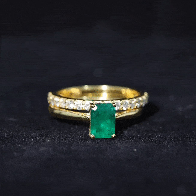 Certified 1.6 Carat Lab Grown Emerald Engagement Ring with Ring Guard