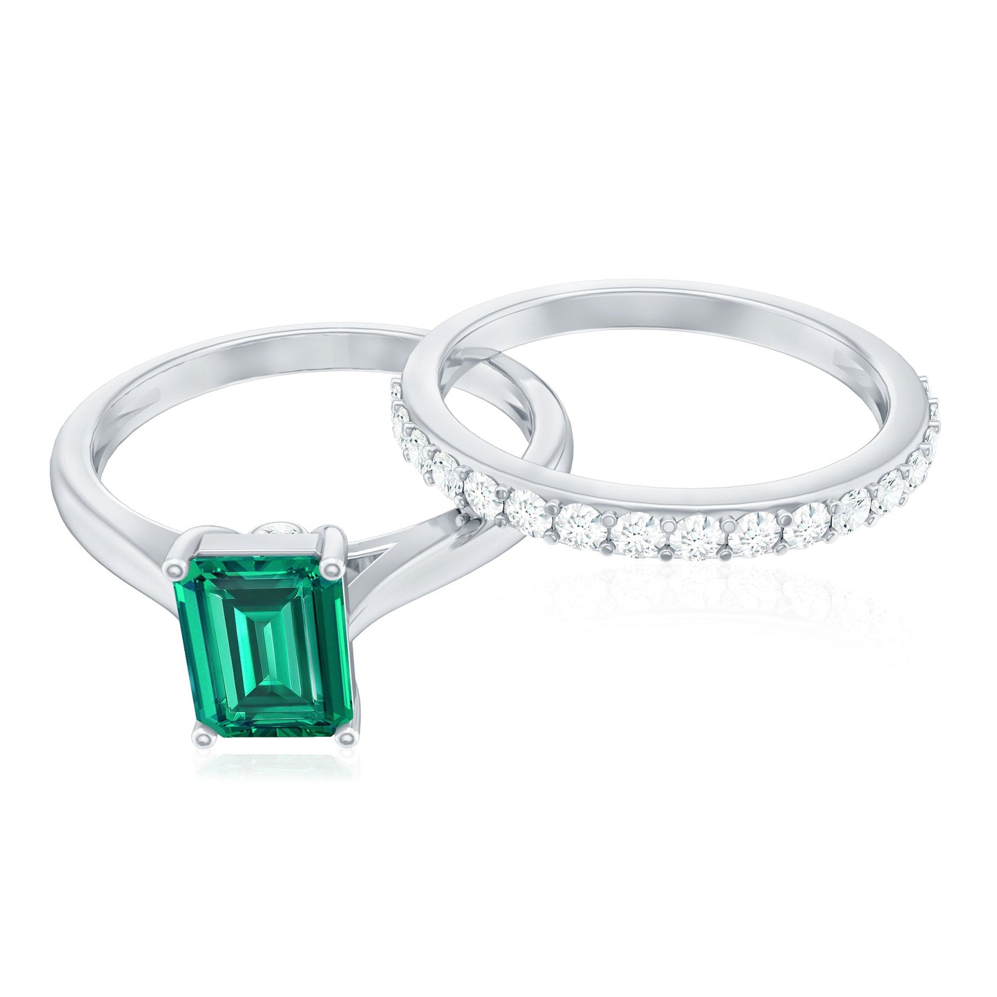 Certified 1.6 Carat Lab Grown Emerald Engagement Ring with Ring Guard