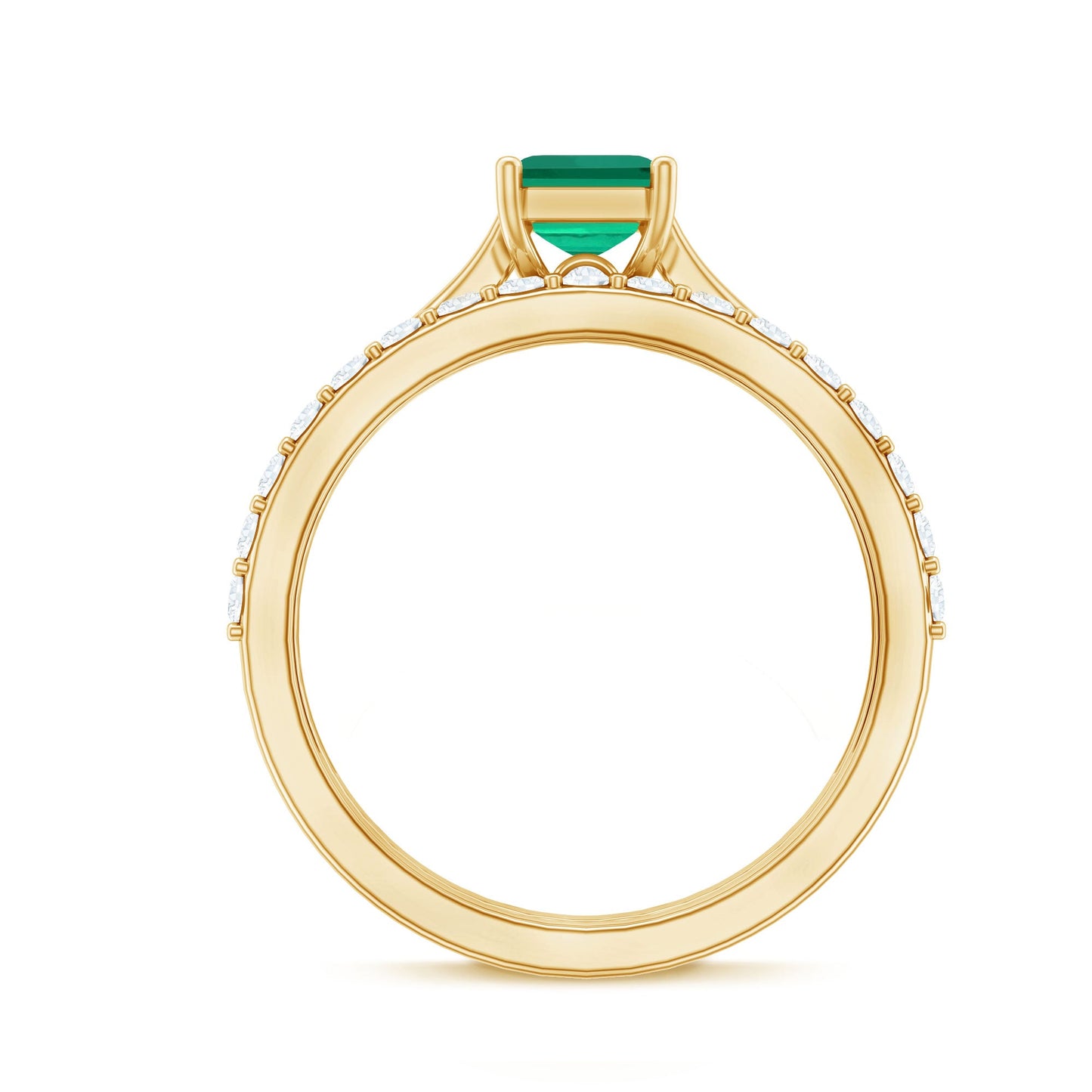 Certified 1.6 Carat Lab Grown Emerald Engagement Ring with Ring Guard