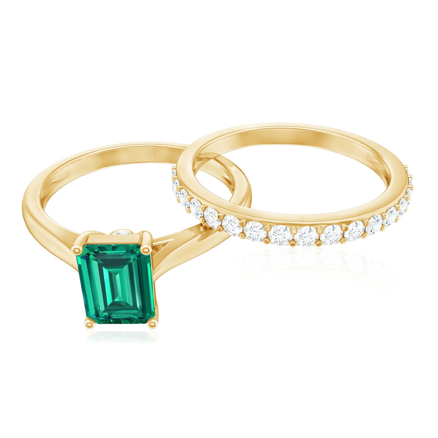 Certified 1.6 Carat Lab Grown Emerald Engagement Ring with Ring Guard