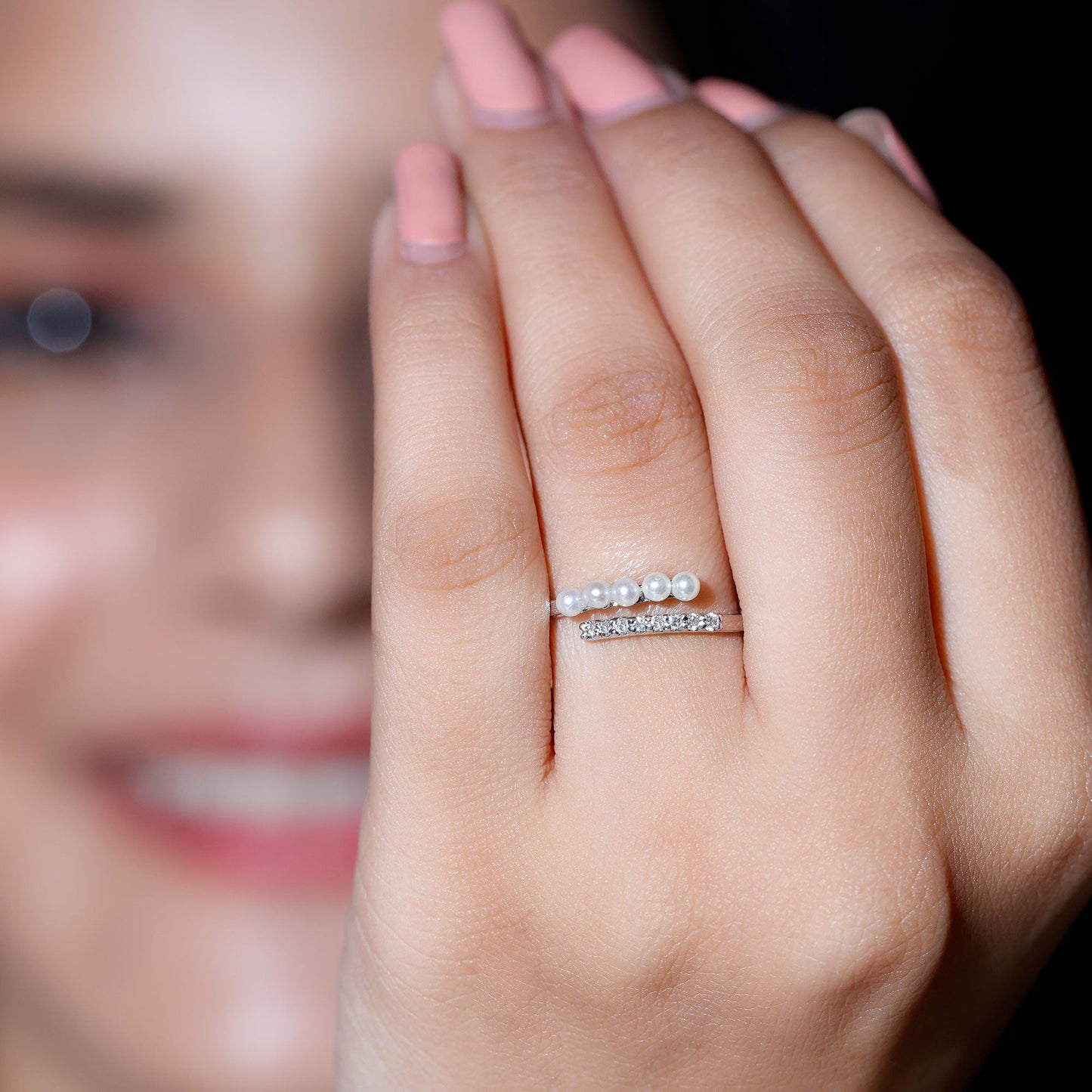 Cultured Freshwater Pearl Diamond Wrap Ring for Women