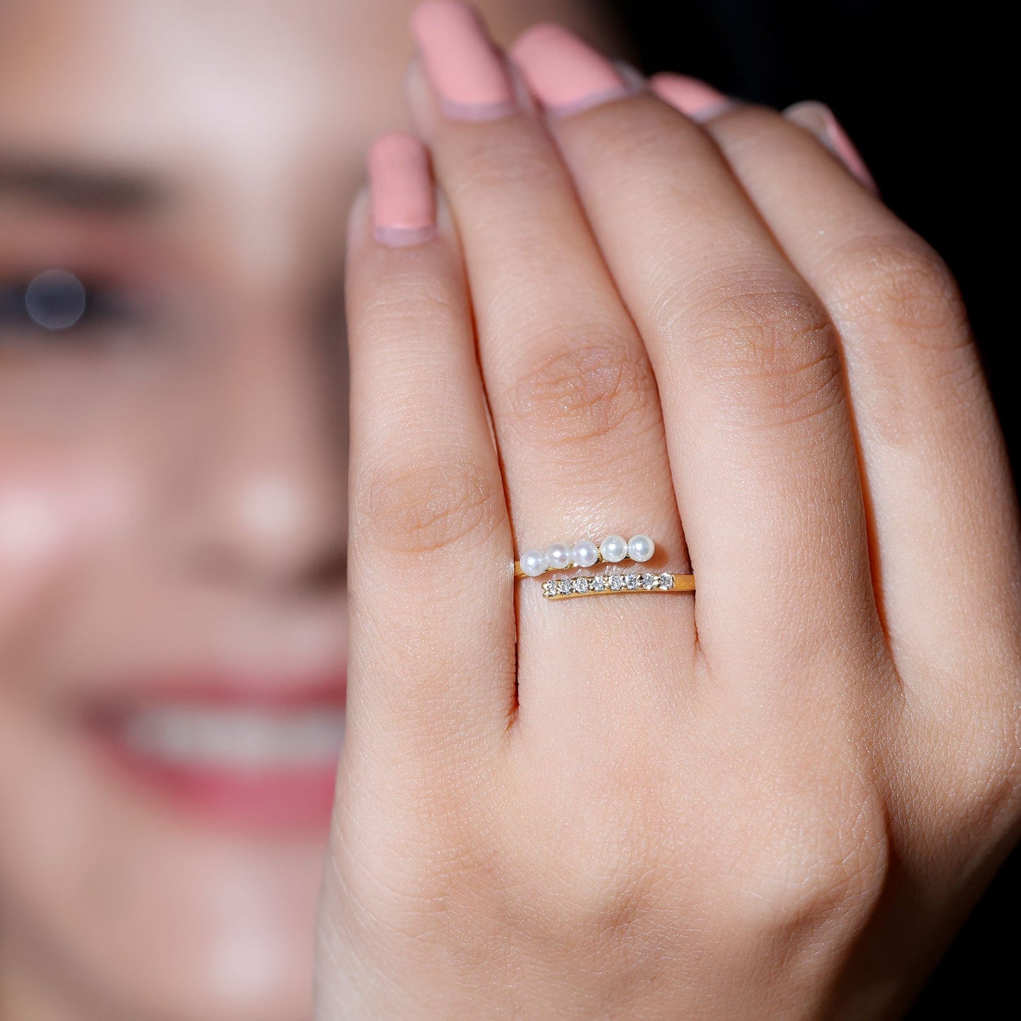 Cultured Freshwater Pearl Diamond Wrap Ring for Women