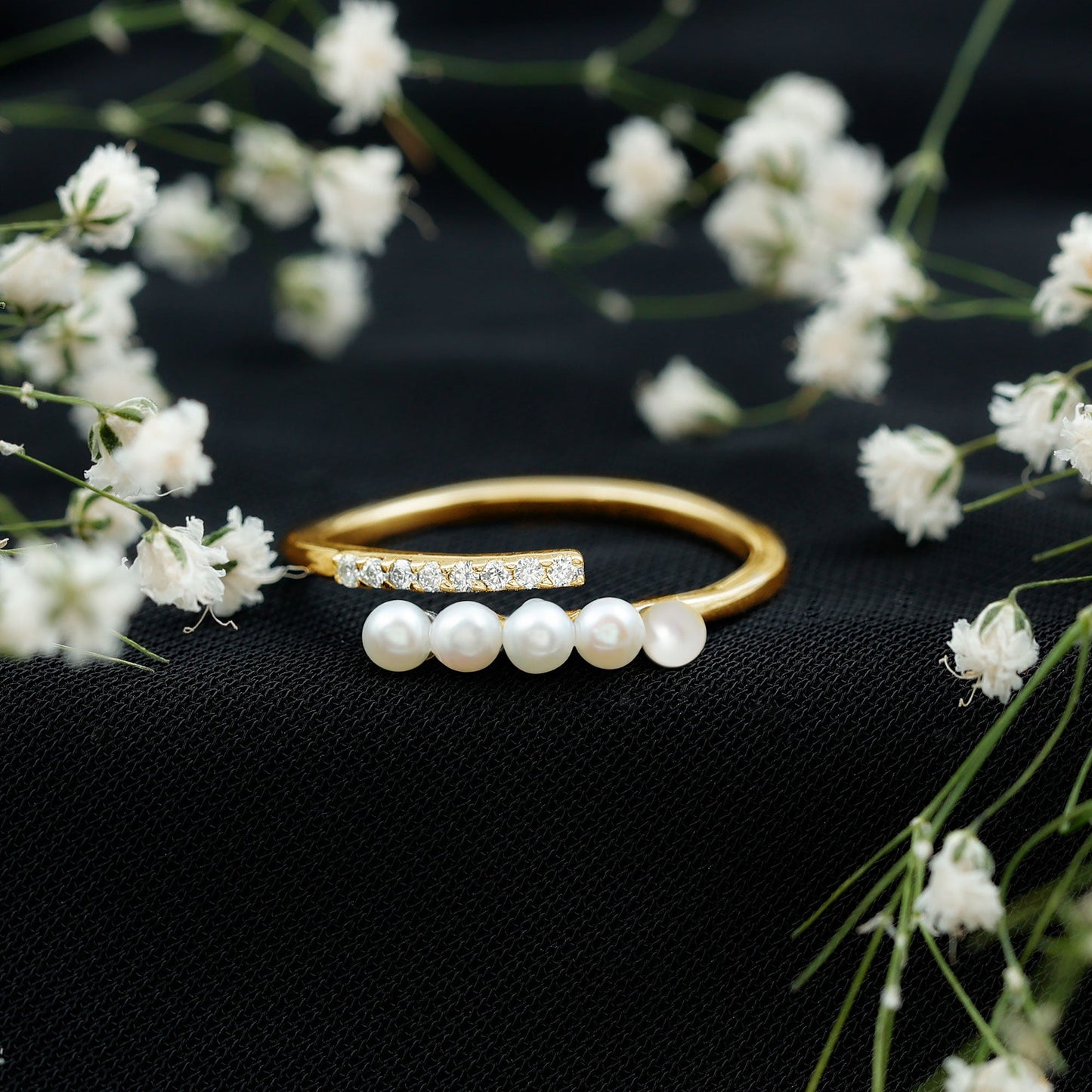 Cultured Freshwater Pearl Diamond Wrap Ring for Women