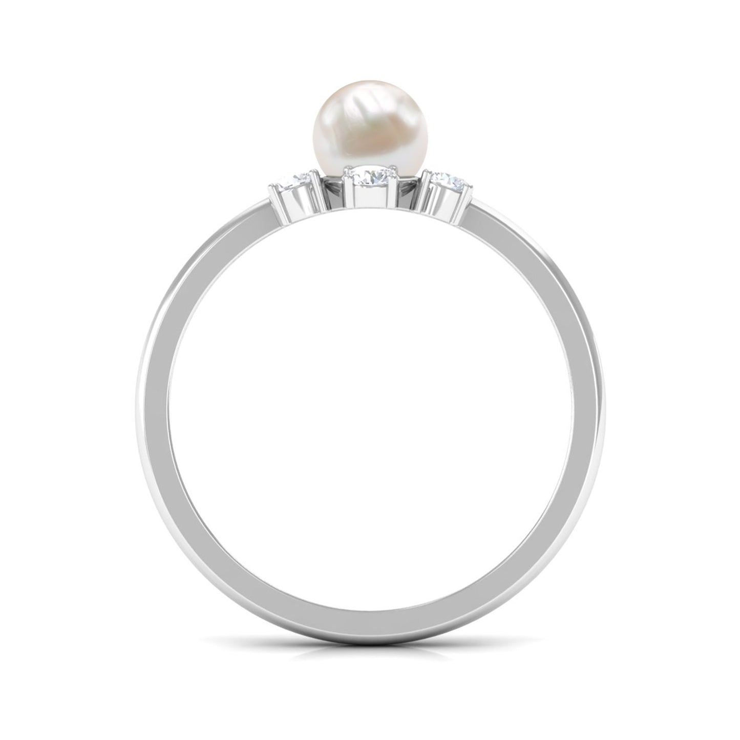 Cultured 2 Carat Freshwater Engagement Ring with Diamond
