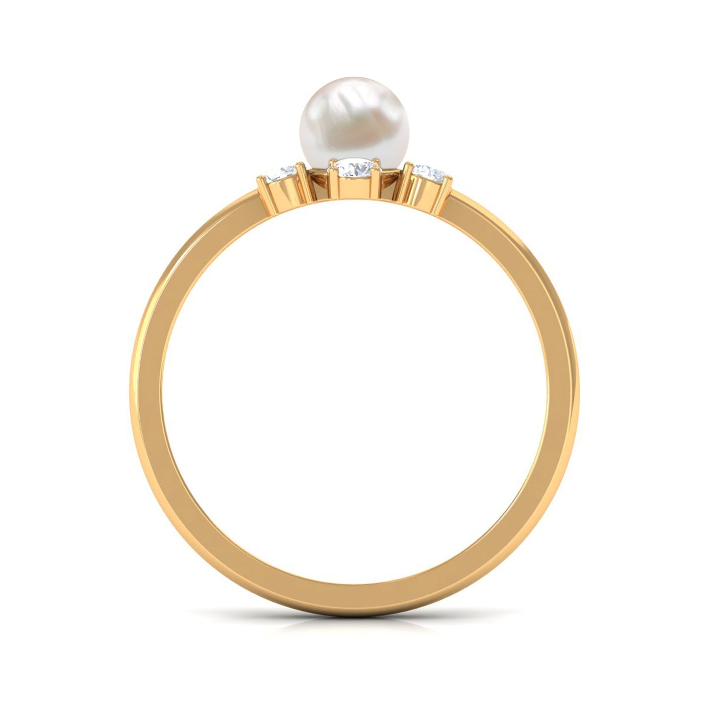 Cultured 2 Carat Freshwater Engagement Ring with Diamond