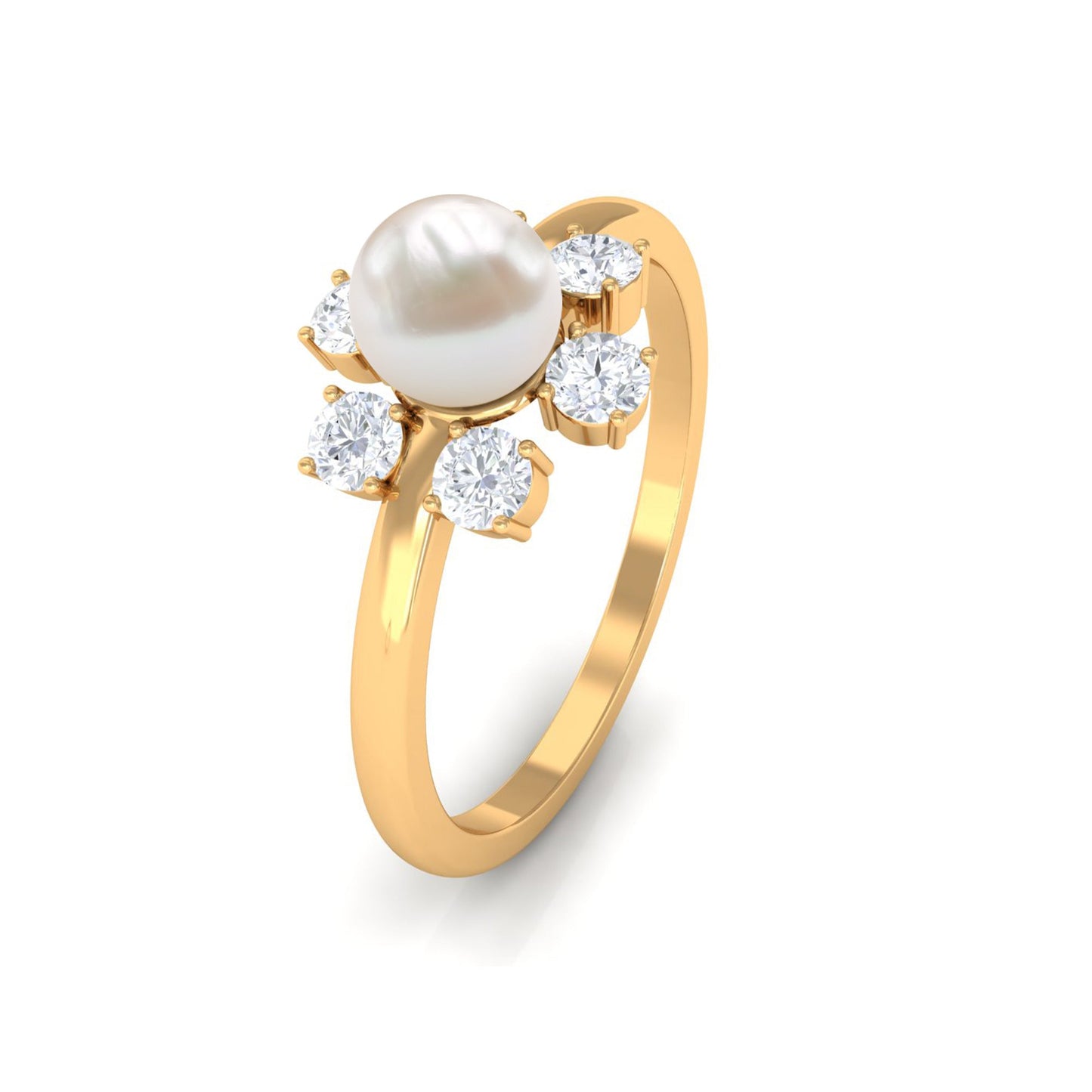 Cultured 2 Carat Freshwater Engagement Ring with Diamond