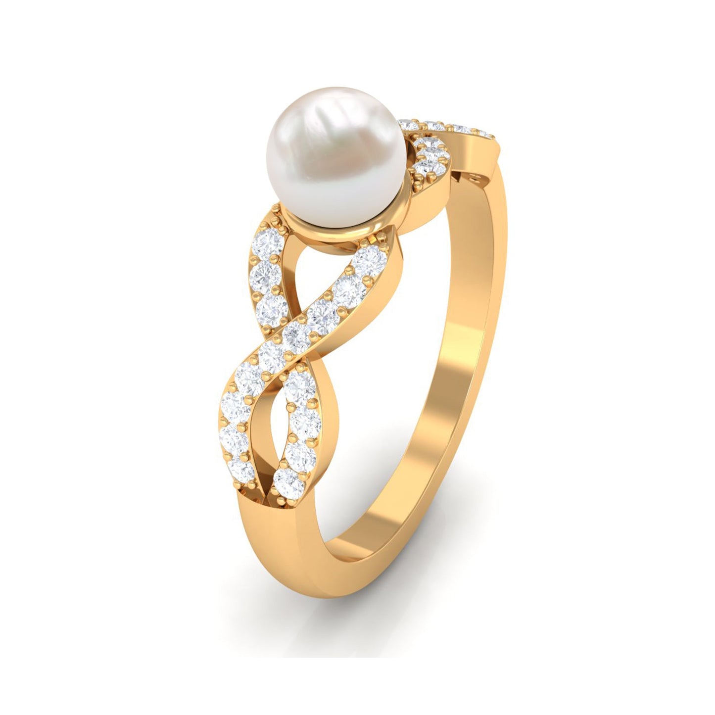 2 Carat Freshwater Pearl Crossover Engagement Ring with Diamond