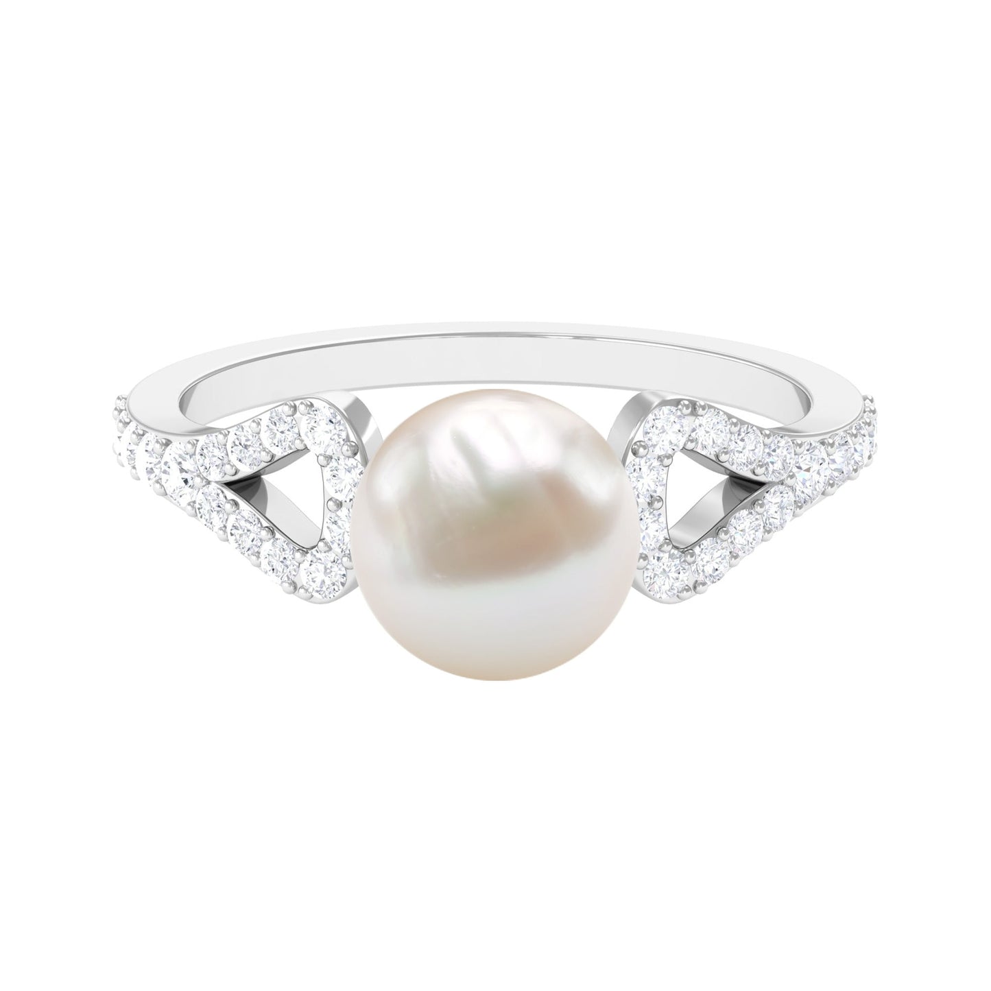 Cultured 7.4 Carat Freshwater Pearl Solitaire Engagement Ring with Diamond