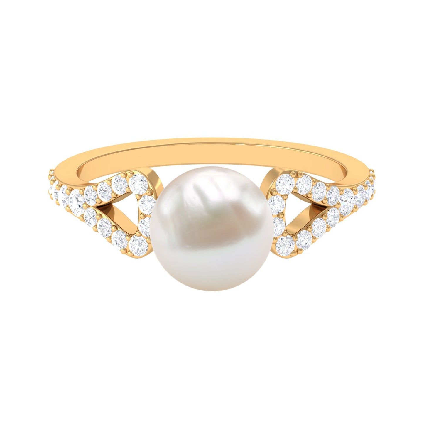 Cultured 7.4 Carat Freshwater Pearl Solitaire Engagement Ring with Diamond