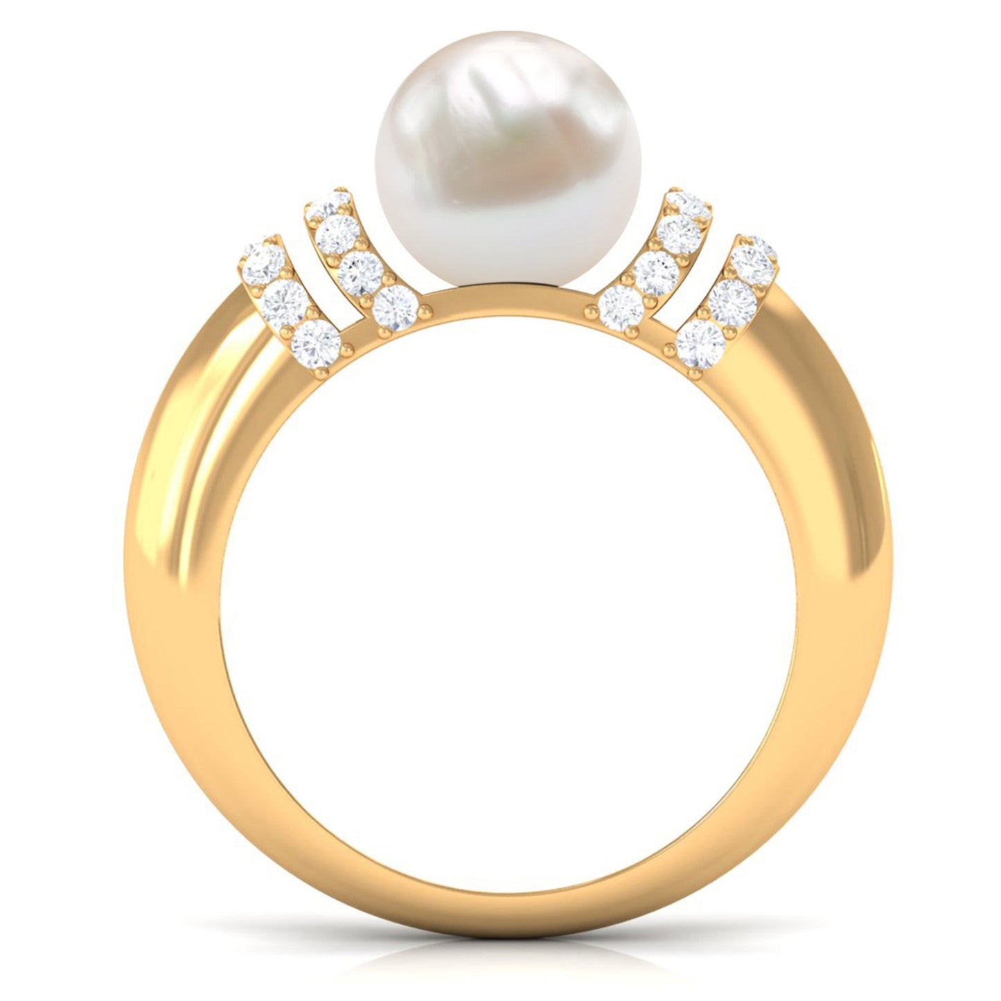 7.48 Carat Freshwater Pearl Solitaire Engagement Ring with Diamond