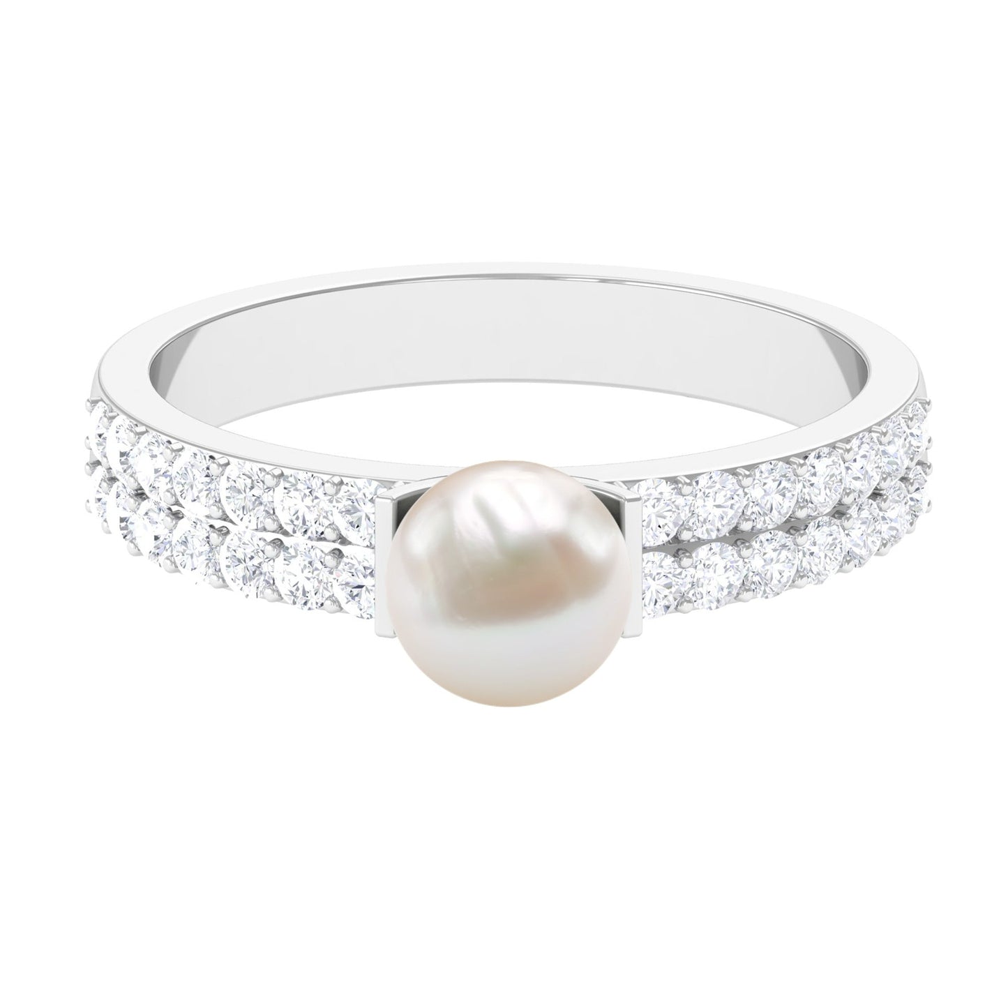 2.2 Carat Freshwater Pearl Engagement Ring with Diamond