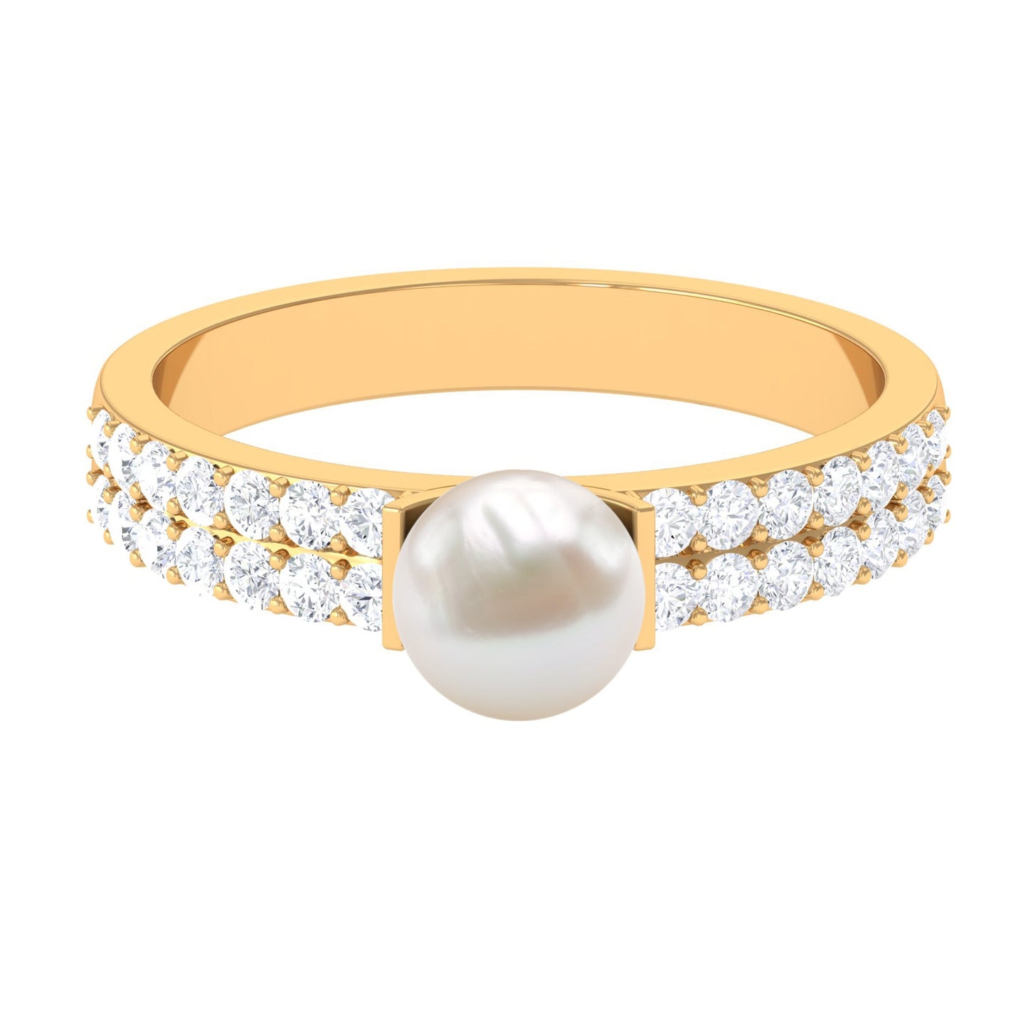 2.2 Carat Freshwater Pearl Engagement Ring with Diamond