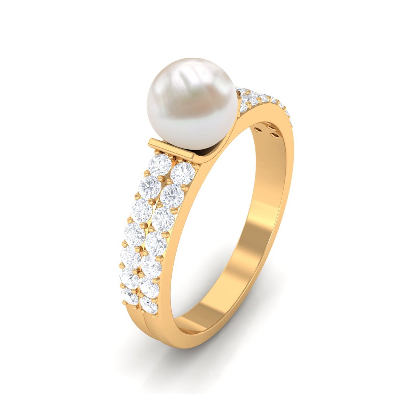 2.2 Carat Freshwater Pearl Engagement Ring with Diamond
