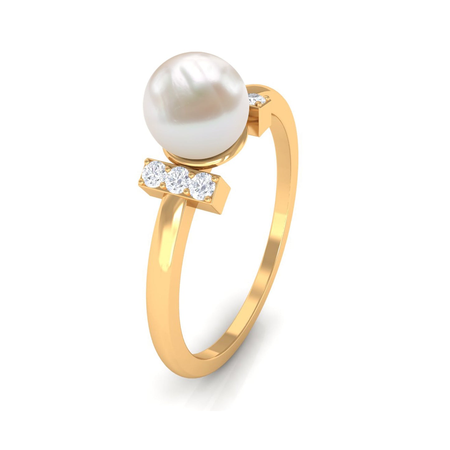 Cultured 2.2 Carat Freshwater Pearl Solitaire Engagement Ring with Diamond
