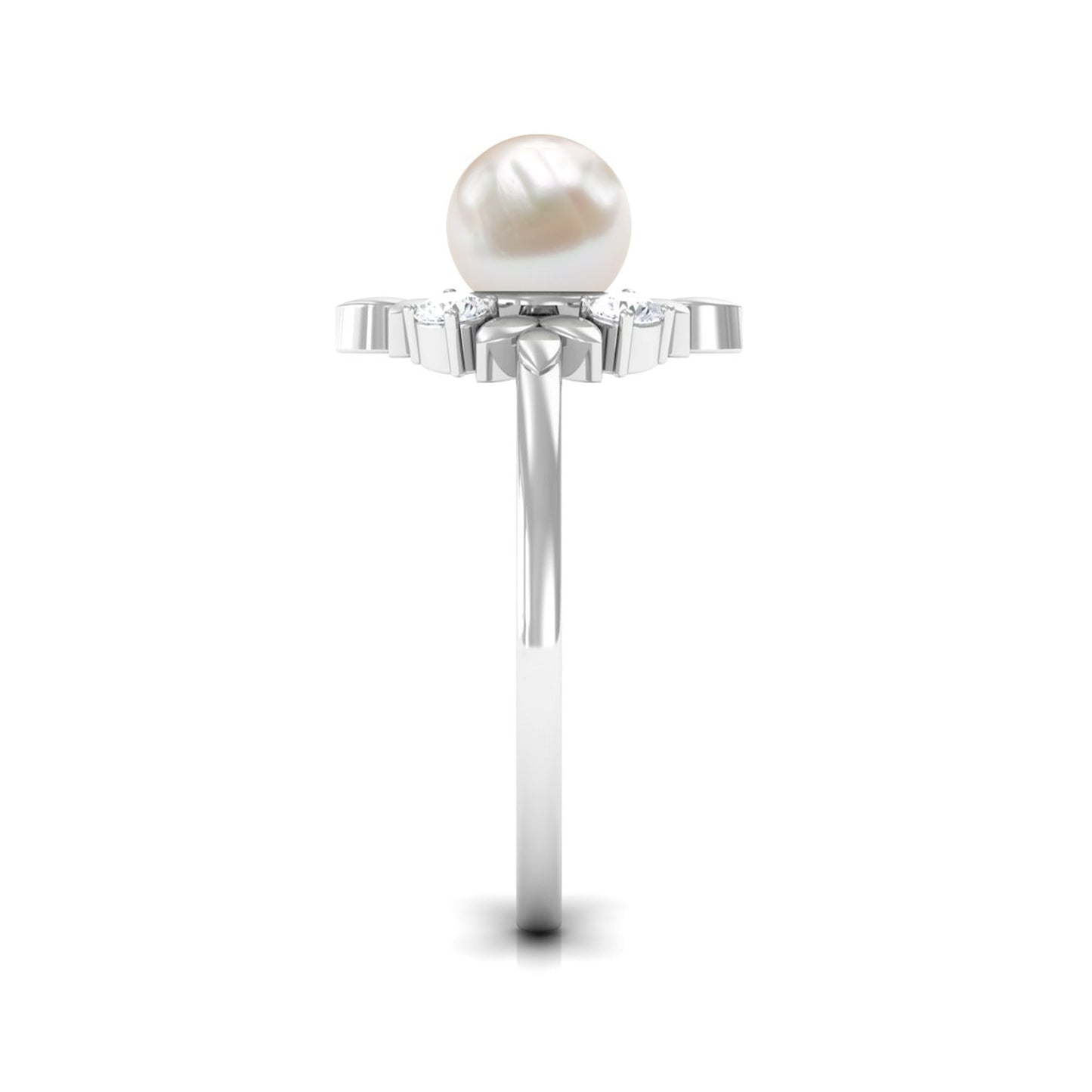 Nature Inspired 2.2 Carat Freshwater Pearl Engagement Ring with Diamond