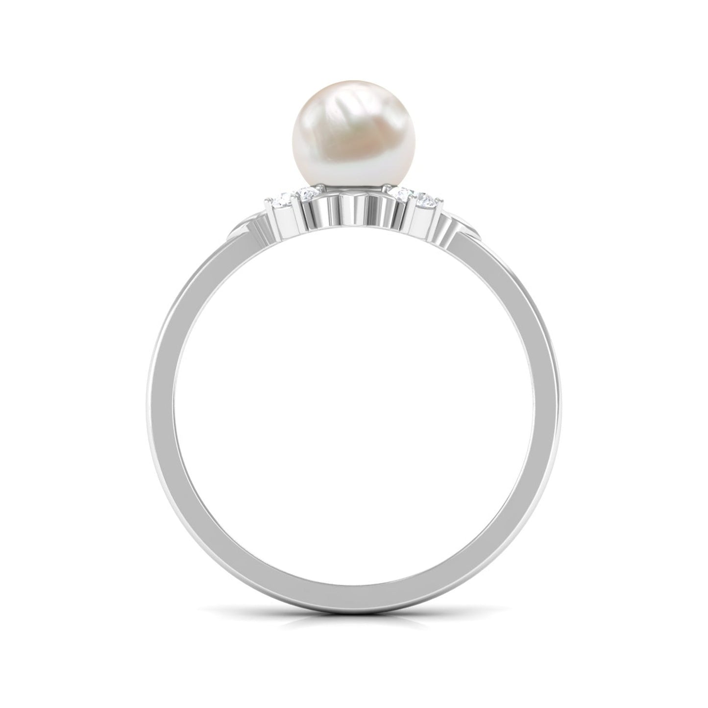 Nature Inspired 2.2 Carat Freshwater Pearl Engagement Ring with Diamond