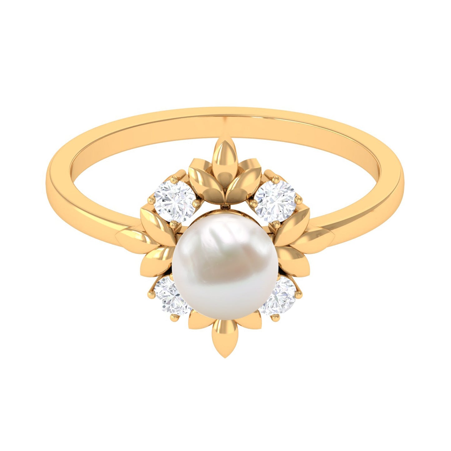 Nature Inspired 2.2 Carat Freshwater Pearl Engagement Ring with Diamond