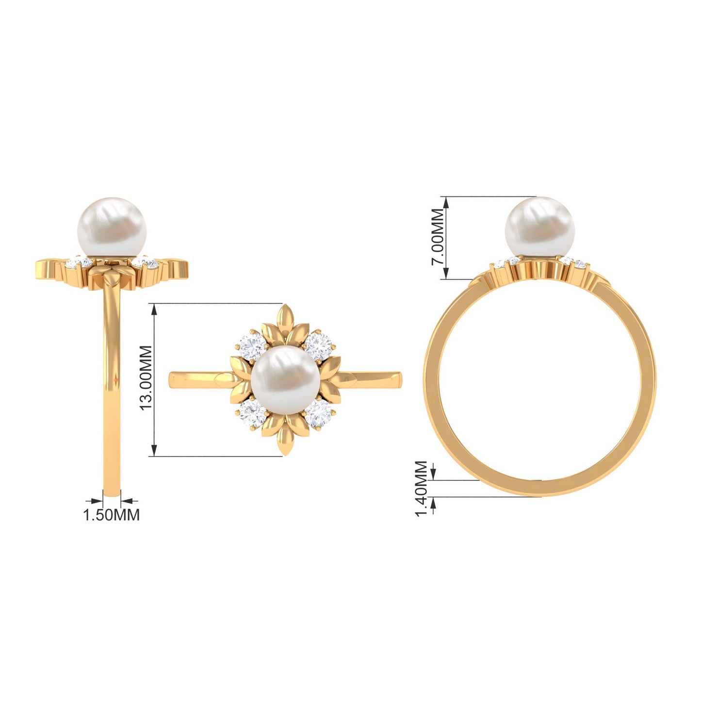 Nature Inspired 2.2 Carat Freshwater Pearl Engagement Ring with Diamond
