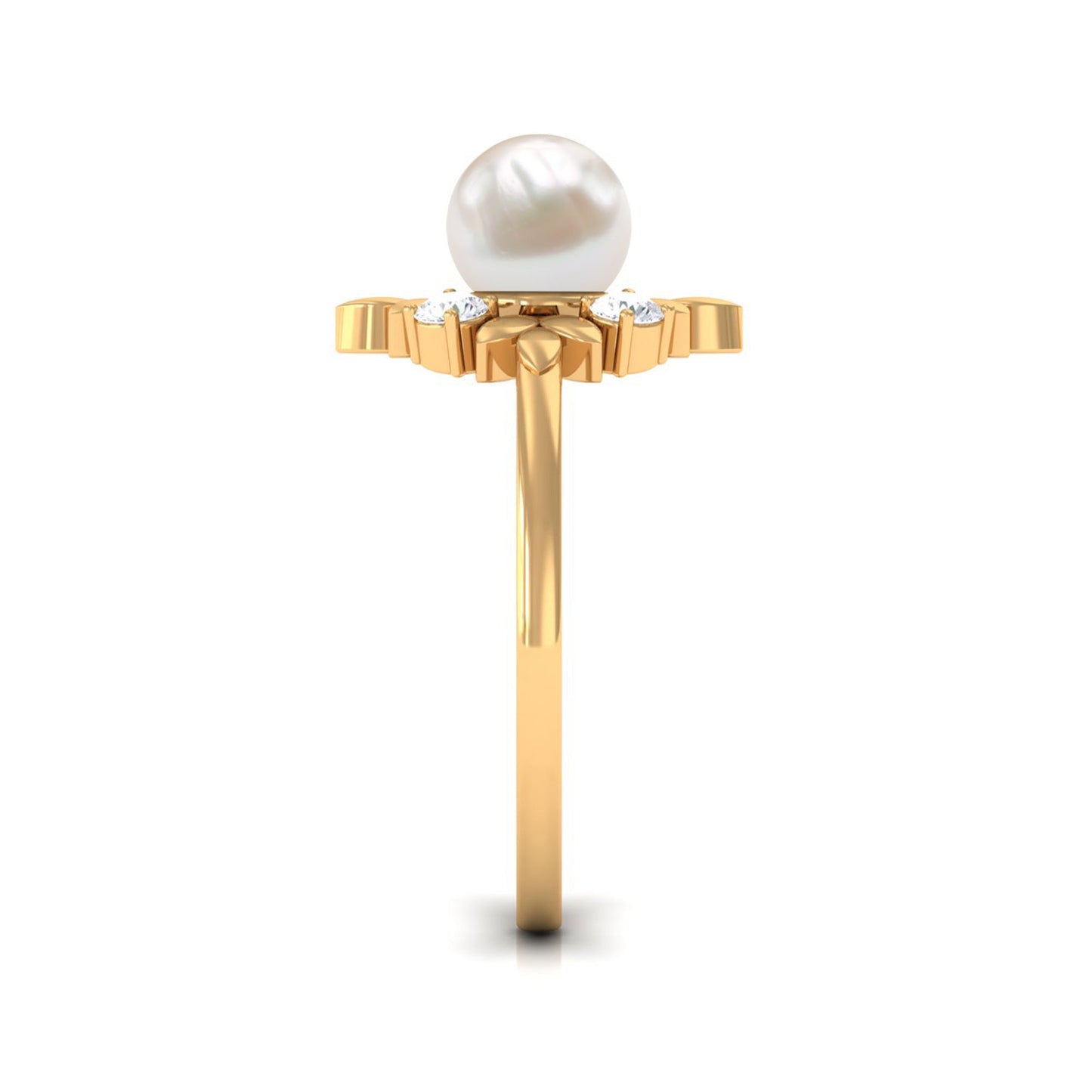 Nature Inspired 2.2 Carat Freshwater Pearl Engagement Ring with Diamond