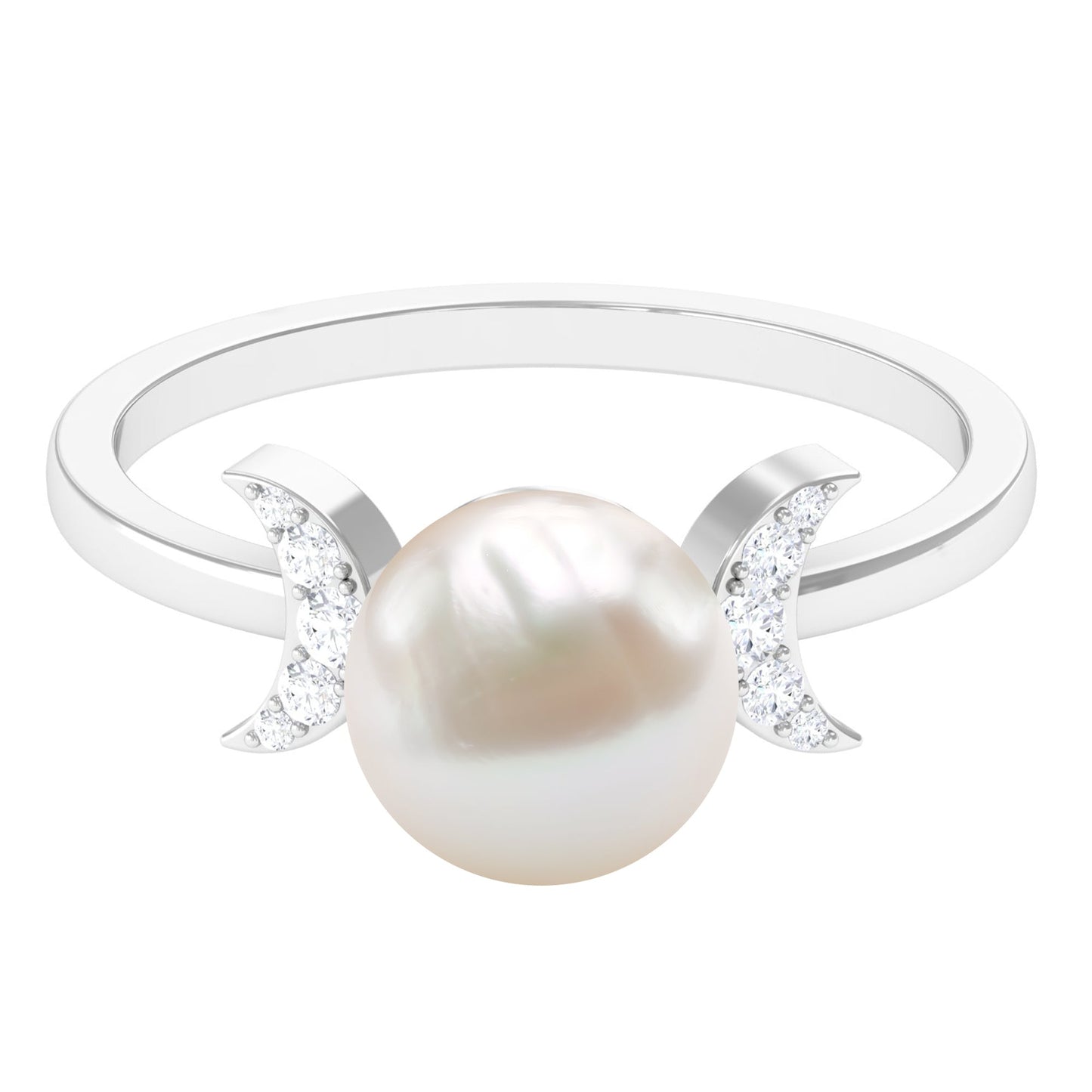 Natural 7.4 Carat Freshwater Pearl Solitaire Engagement Ring with Diamond