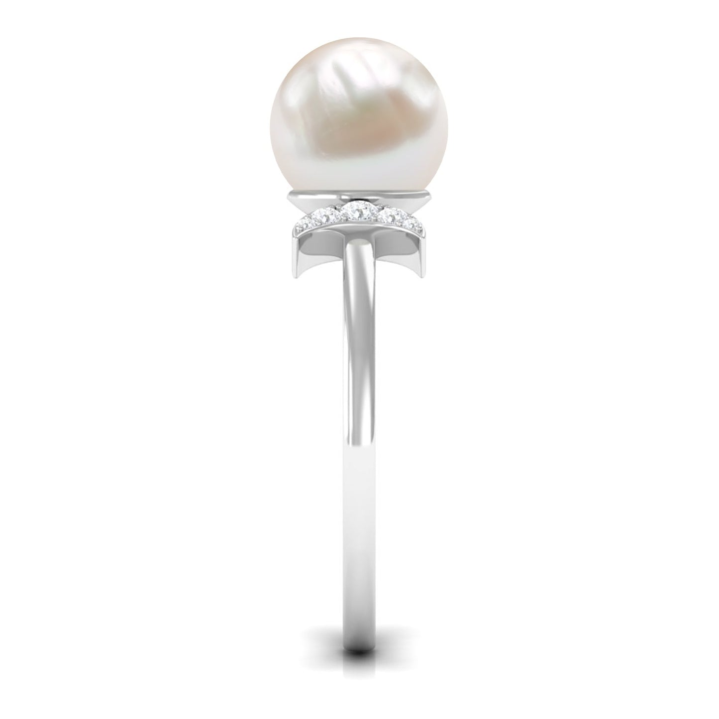 Natural 7.4 Carat Freshwater Pearl Solitaire Engagement Ring with Diamond