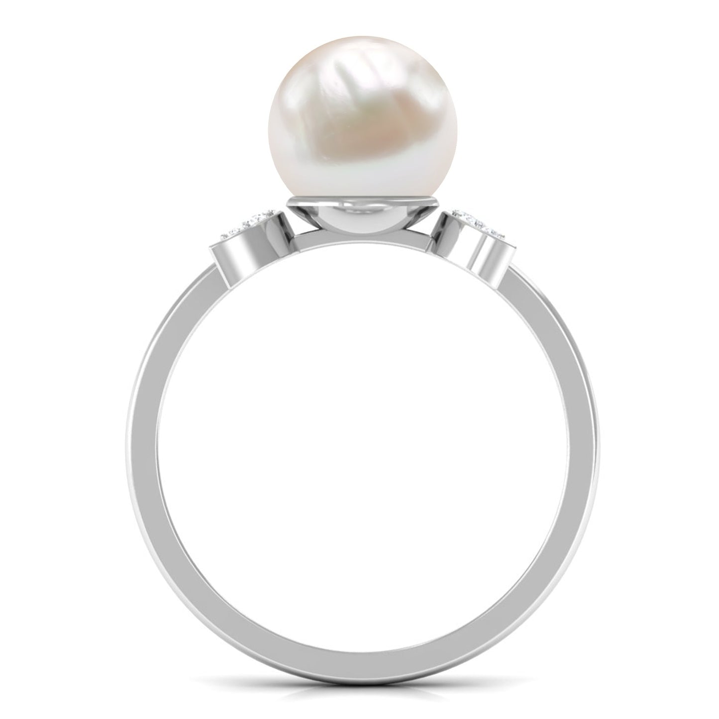 Natural 7.4 Carat Freshwater Pearl Solitaire Engagement Ring with Diamond