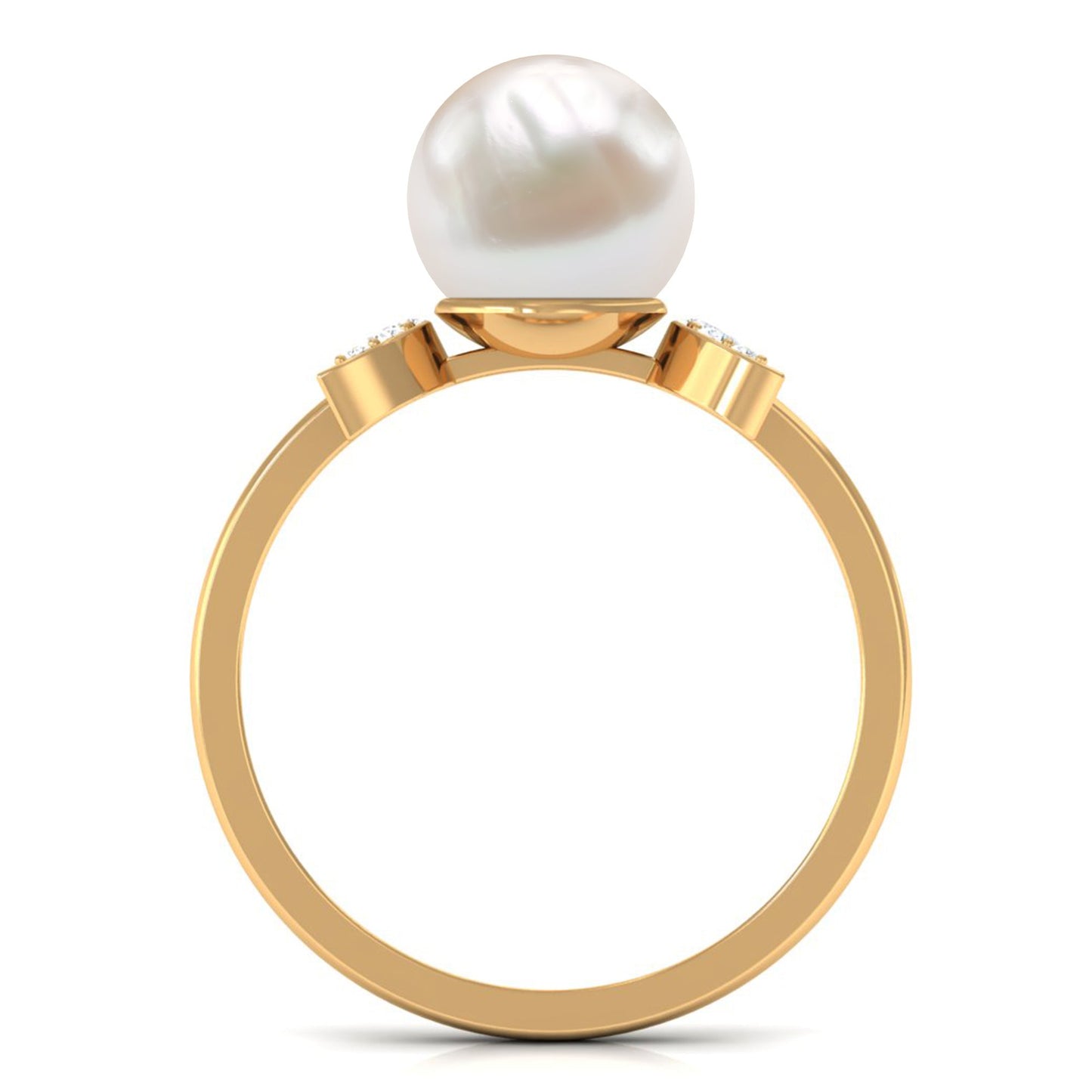 Natural 7.4 Carat Freshwater Pearl Solitaire Engagement Ring with Diamond