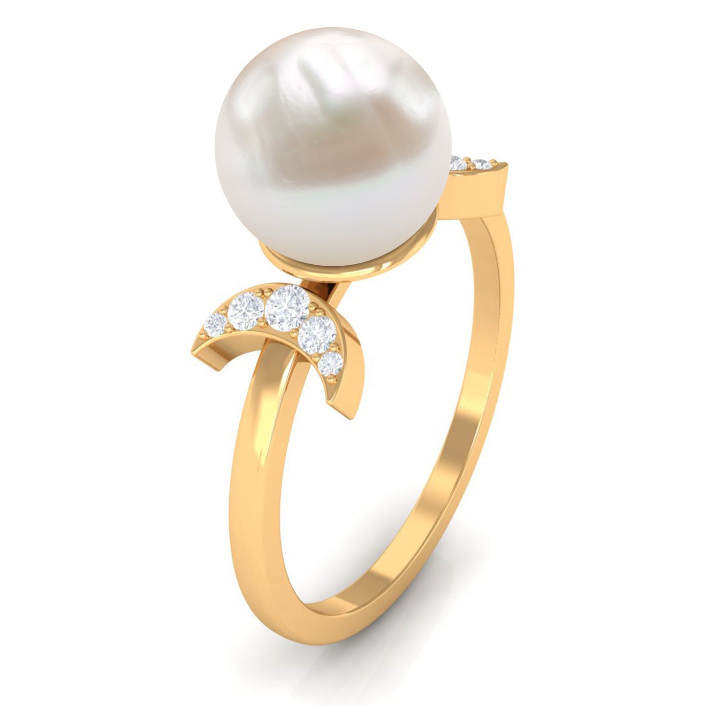 Natural 7.4 Carat Freshwater Pearl Solitaire Engagement Ring with Diamond