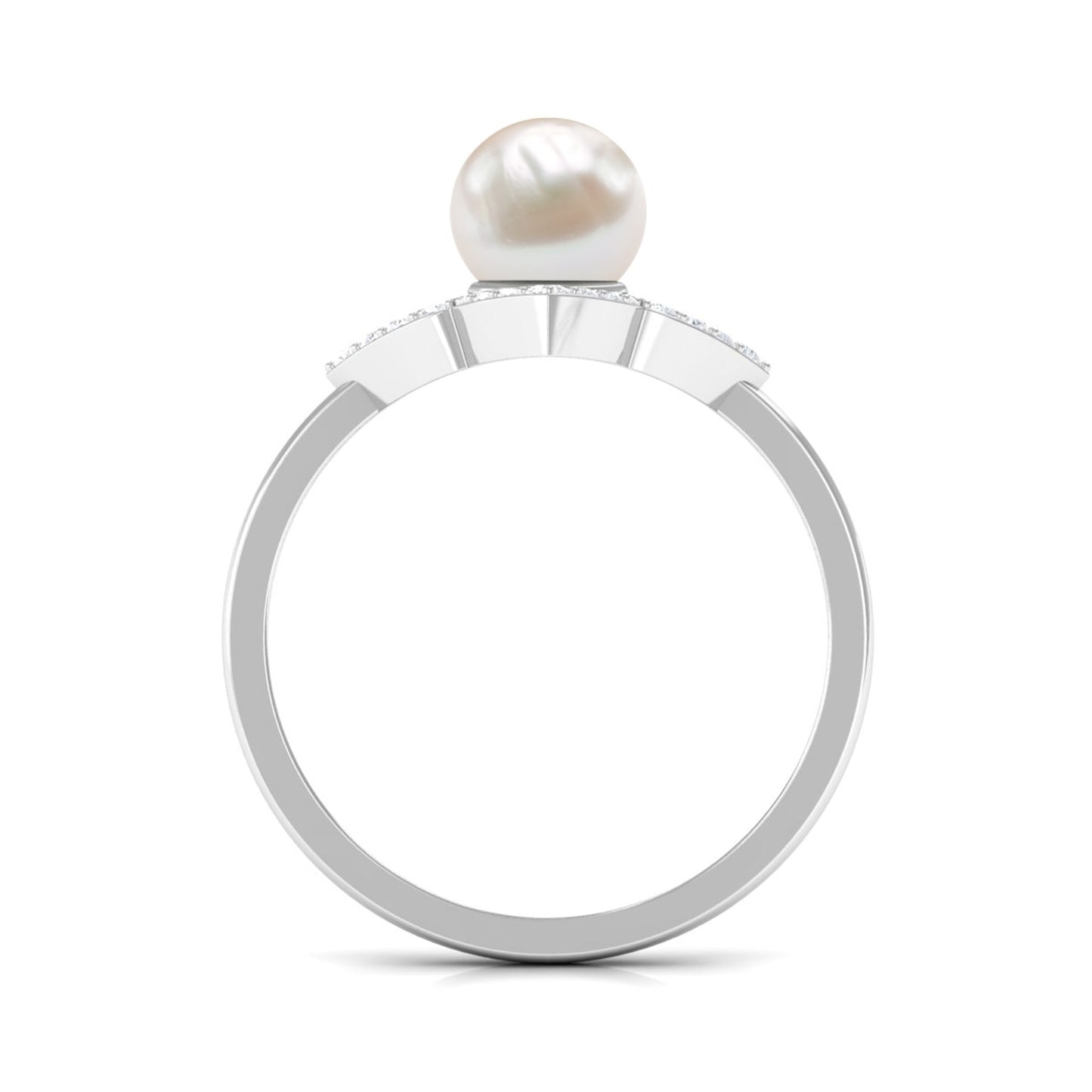 Real 2 Carat Freshwater Pearl Flower Engagement Ring with Diamond