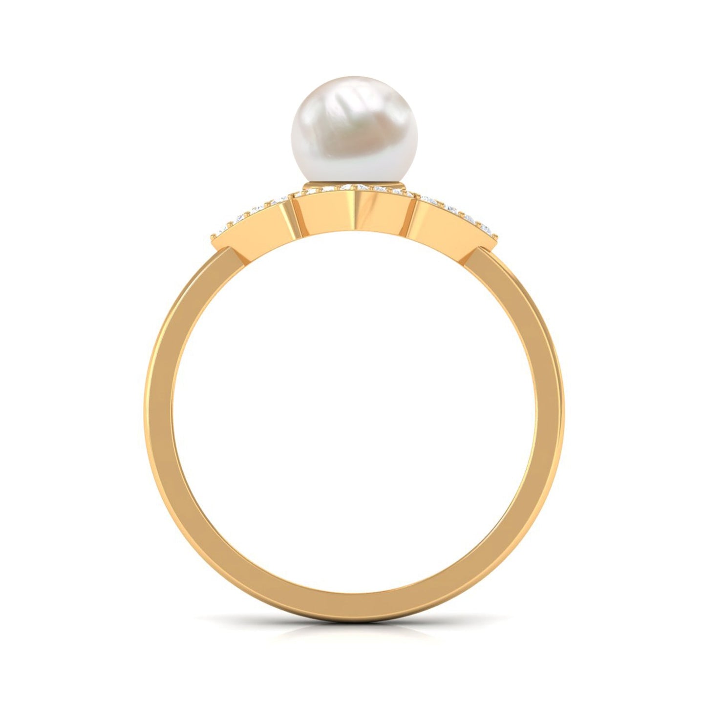 Real 2 Carat Freshwater Pearl Flower Engagement Ring with Diamond