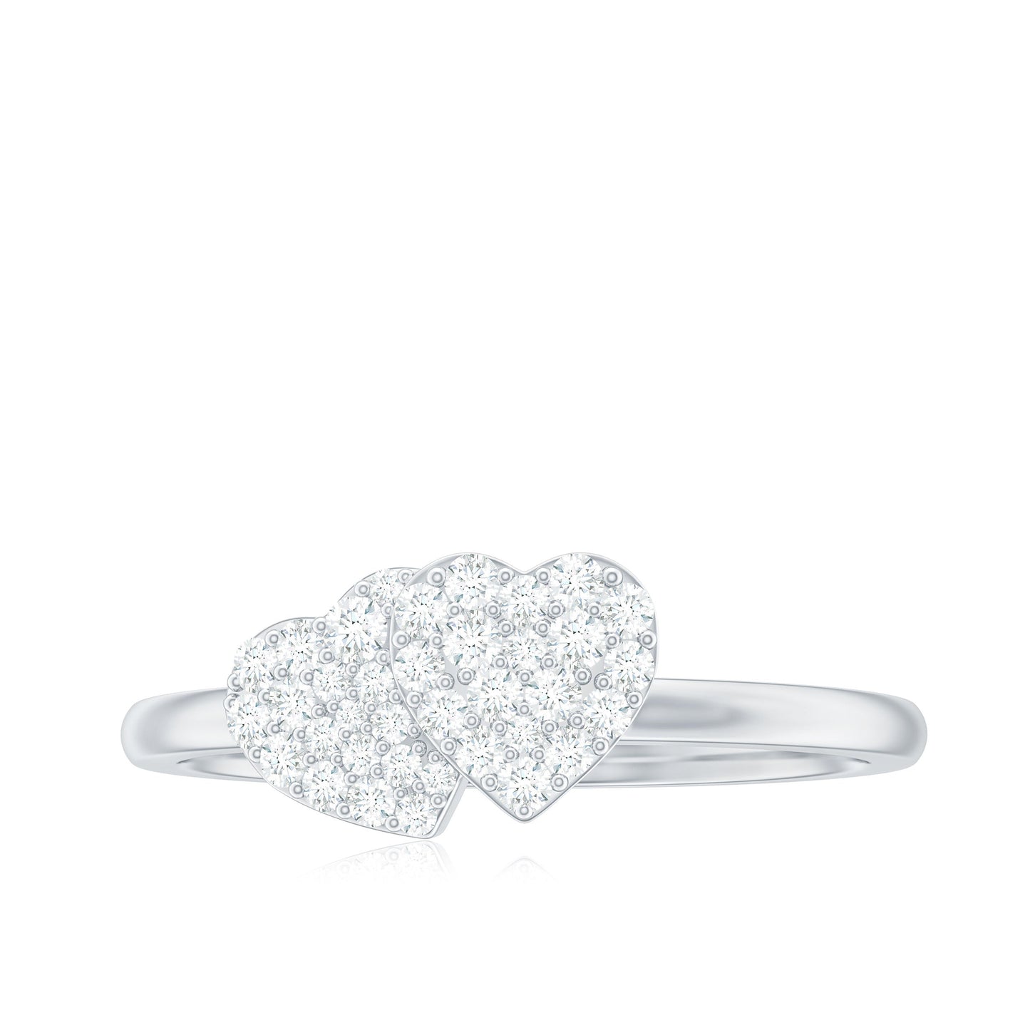 Natural Diamond Double Heart Ring for Promise