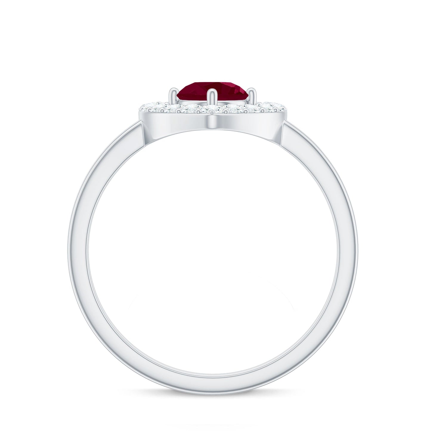 Natural 0.6 Carat Ruby Diamond Heart Engagement Ring for Women