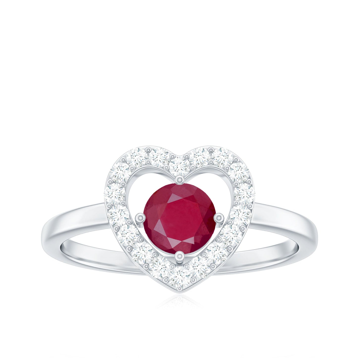 Natural 0.6 Carat Ruby Diamond Heart Engagement Ring for Women