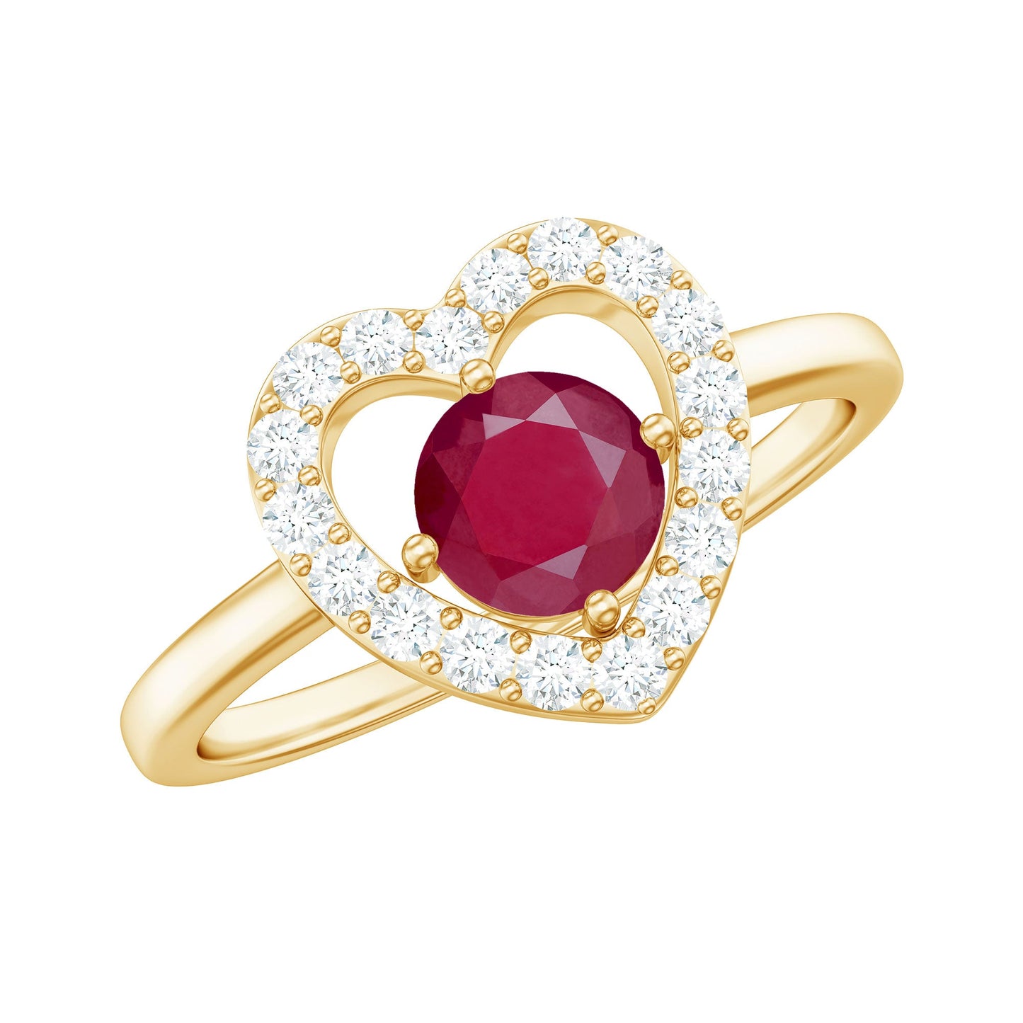 Natural 0.6 Carat Ruby Diamond Heart Engagement Ring for Women