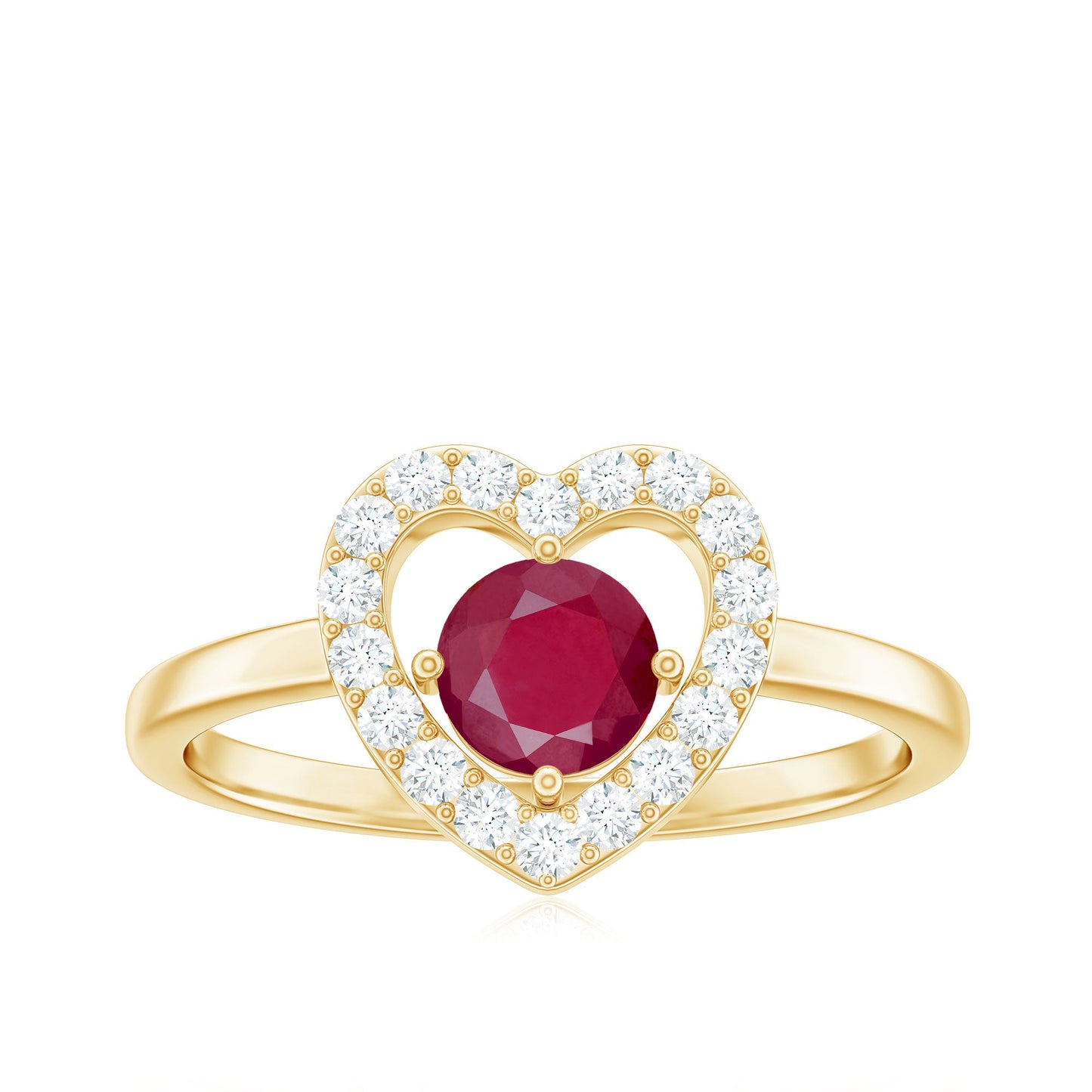 Natural 0.6 Carat Ruby Diamond Heart Engagement Ring for Women