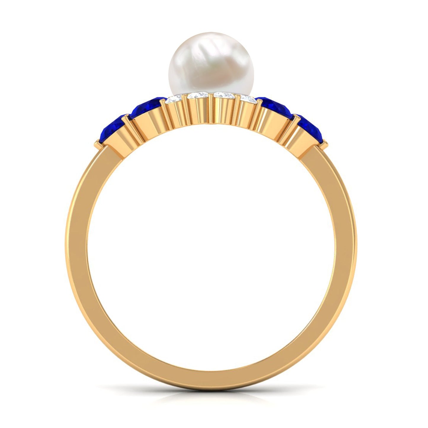 2.2 Carat Freshwater Pearl and Blue Sapphire Engagement Ring with Diamond
