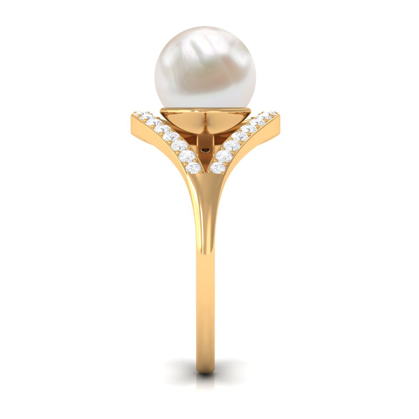 7.48 Carat Freshwater Pearl Engagement Ring with Diamond