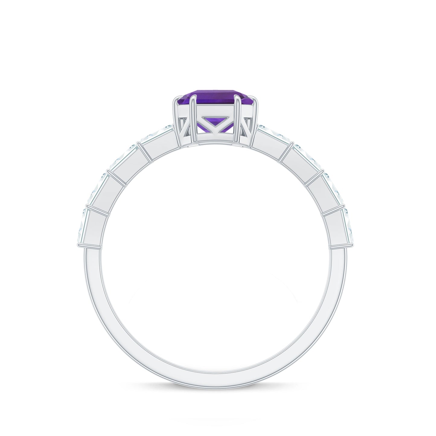 3 Carat Amethyst Asscher Cut Engagement Ring with Diamond