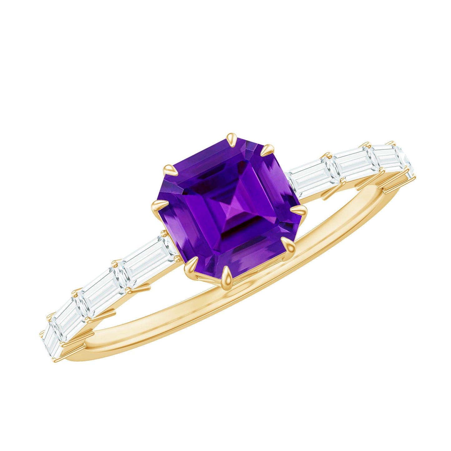 3 Carat Amethyst Asscher Cut Engagement Ring with Diamond