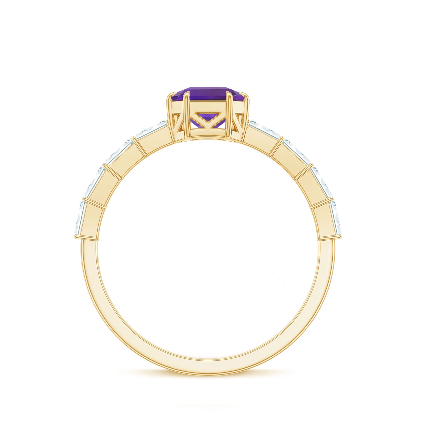 3 Carat Amethyst Asscher Cut Engagement Ring with Diamond