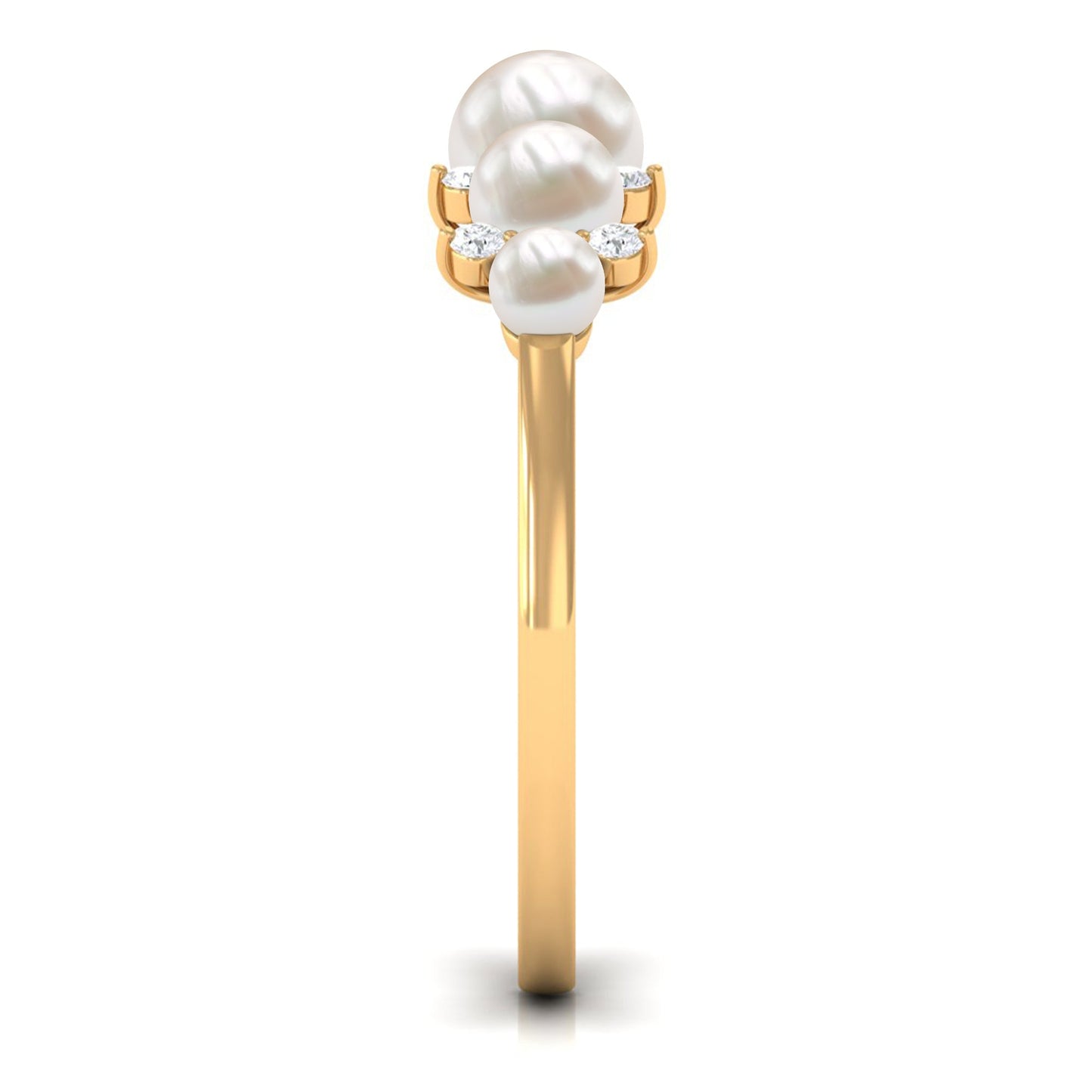 Natural Freshwater Pearl 5 Stone Anniversary Ring with Diamond