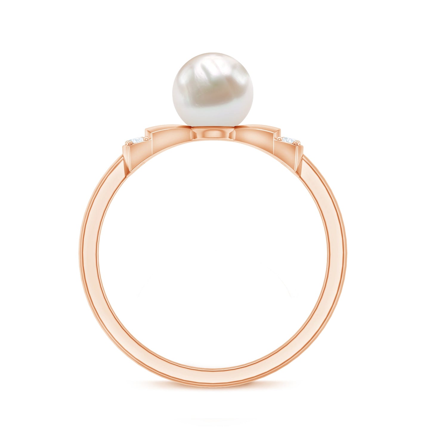 Natural 2 Carat Freshwater Pearl Diamond Engagement Ring with Bow