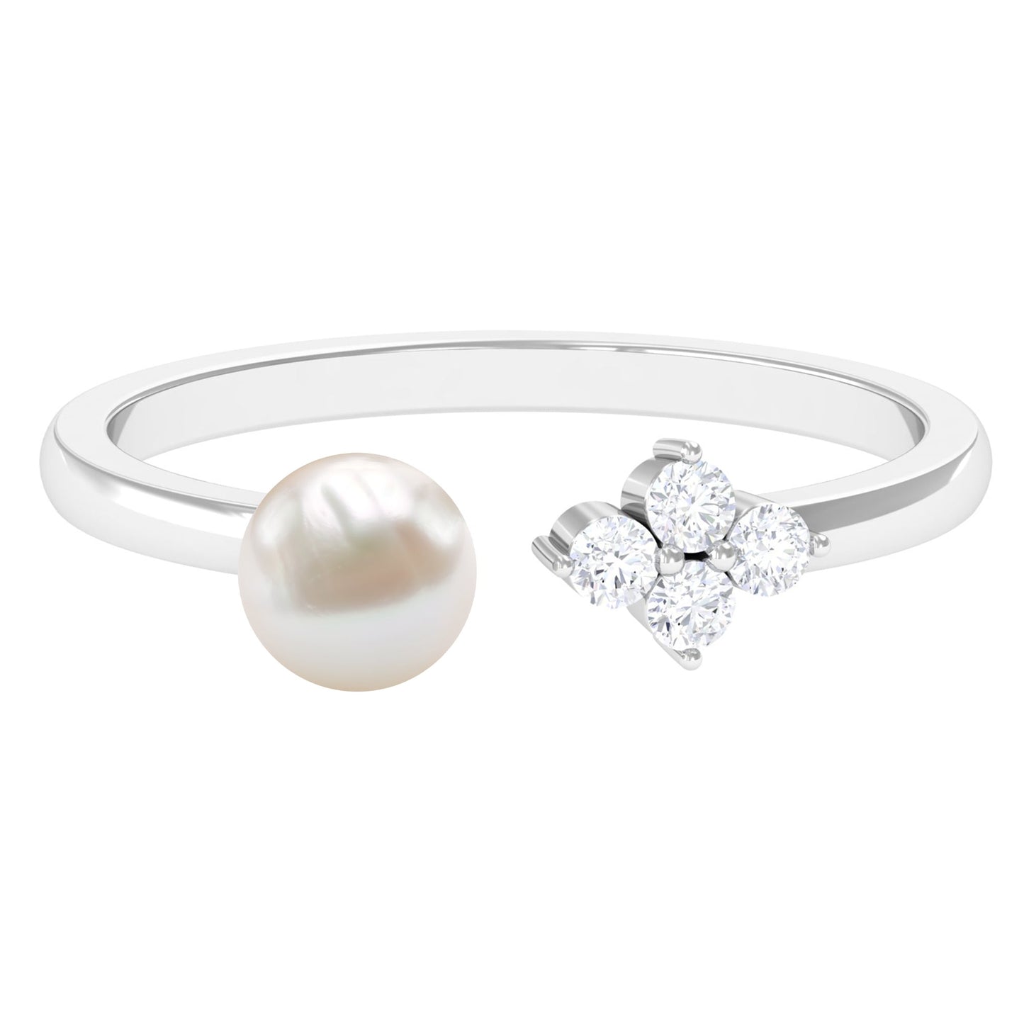 Cultured 2 Carat Freshwater Pearl Promise Ring with Diamond