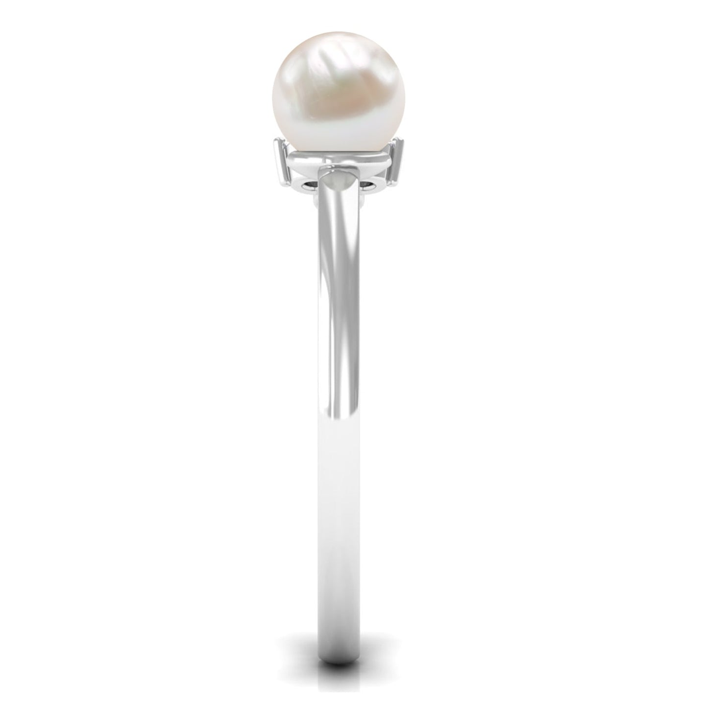 Cultured 2 Carat Freshwater Pearl Promise Ring with Diamond