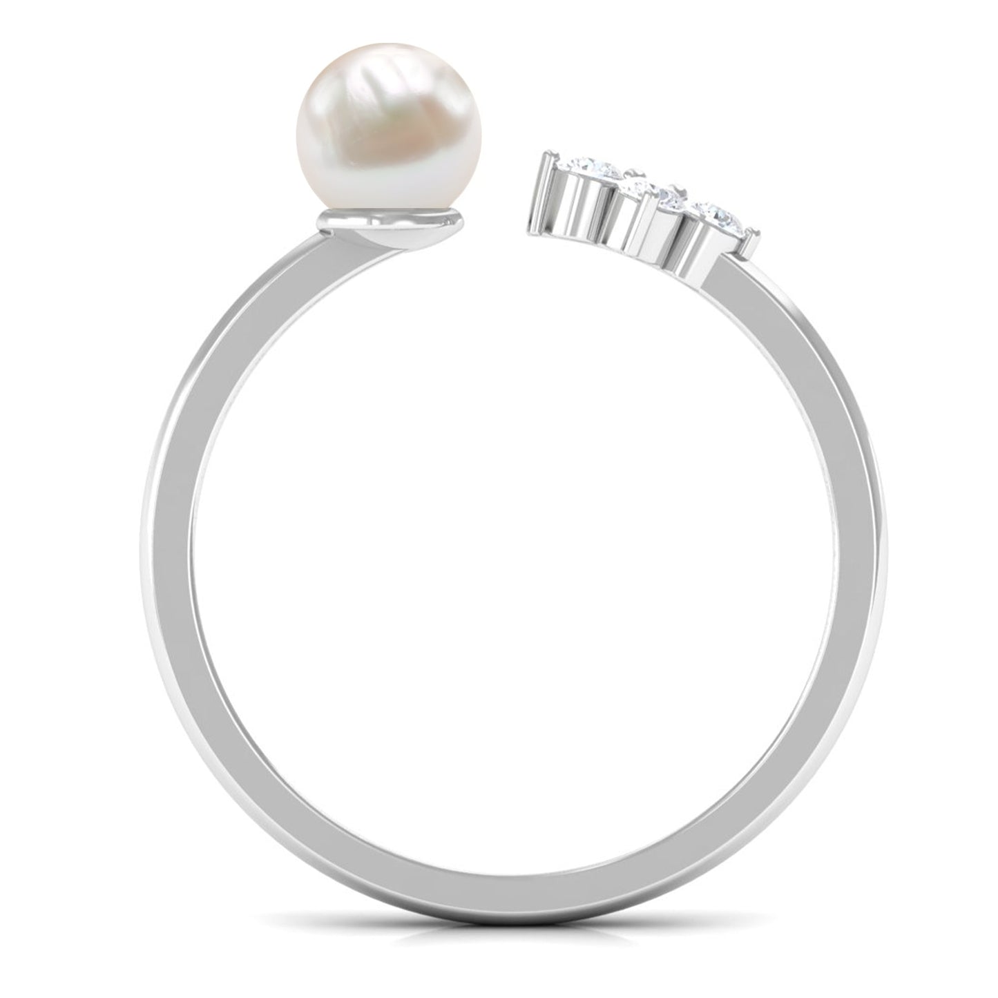 Cultured 2 Carat Freshwater Pearl Promise Ring with Diamond