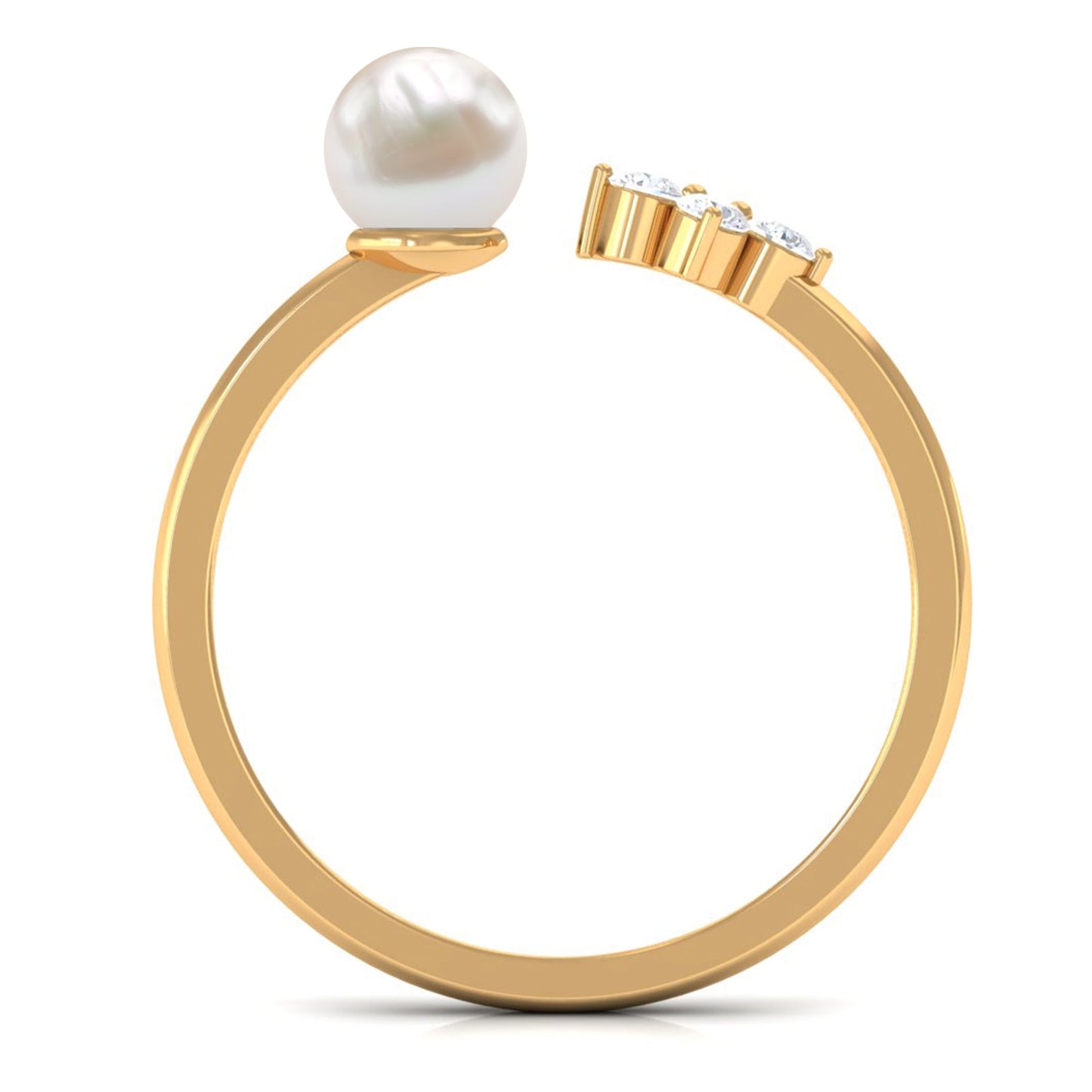Cultured 2 Carat Freshwater Pearl Promise Ring with Diamond