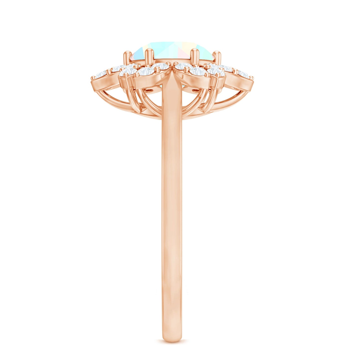 2 Carat Round Shape Ethiopian Opal Floral Engagement Ring with Diamond