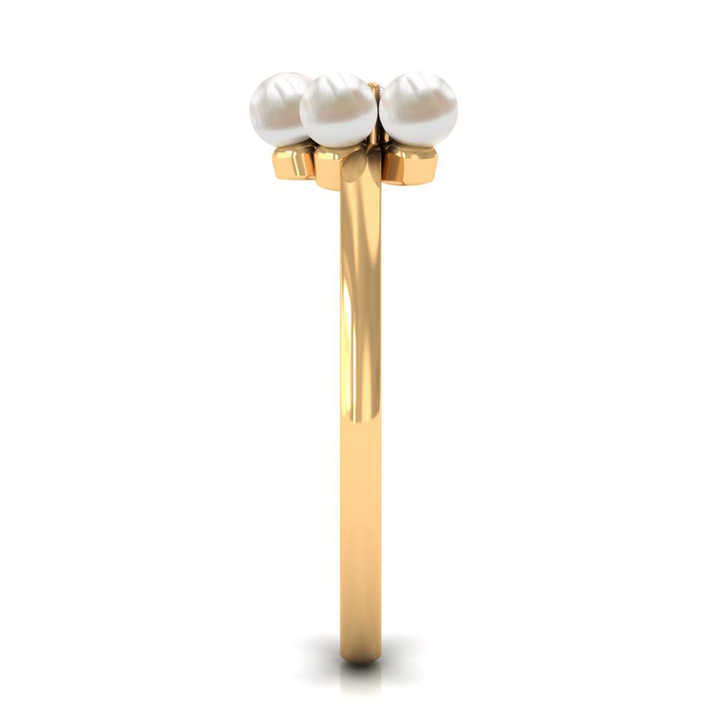 Cultured Freshwater Pearl Flower Promise Ring with Lab Diamond